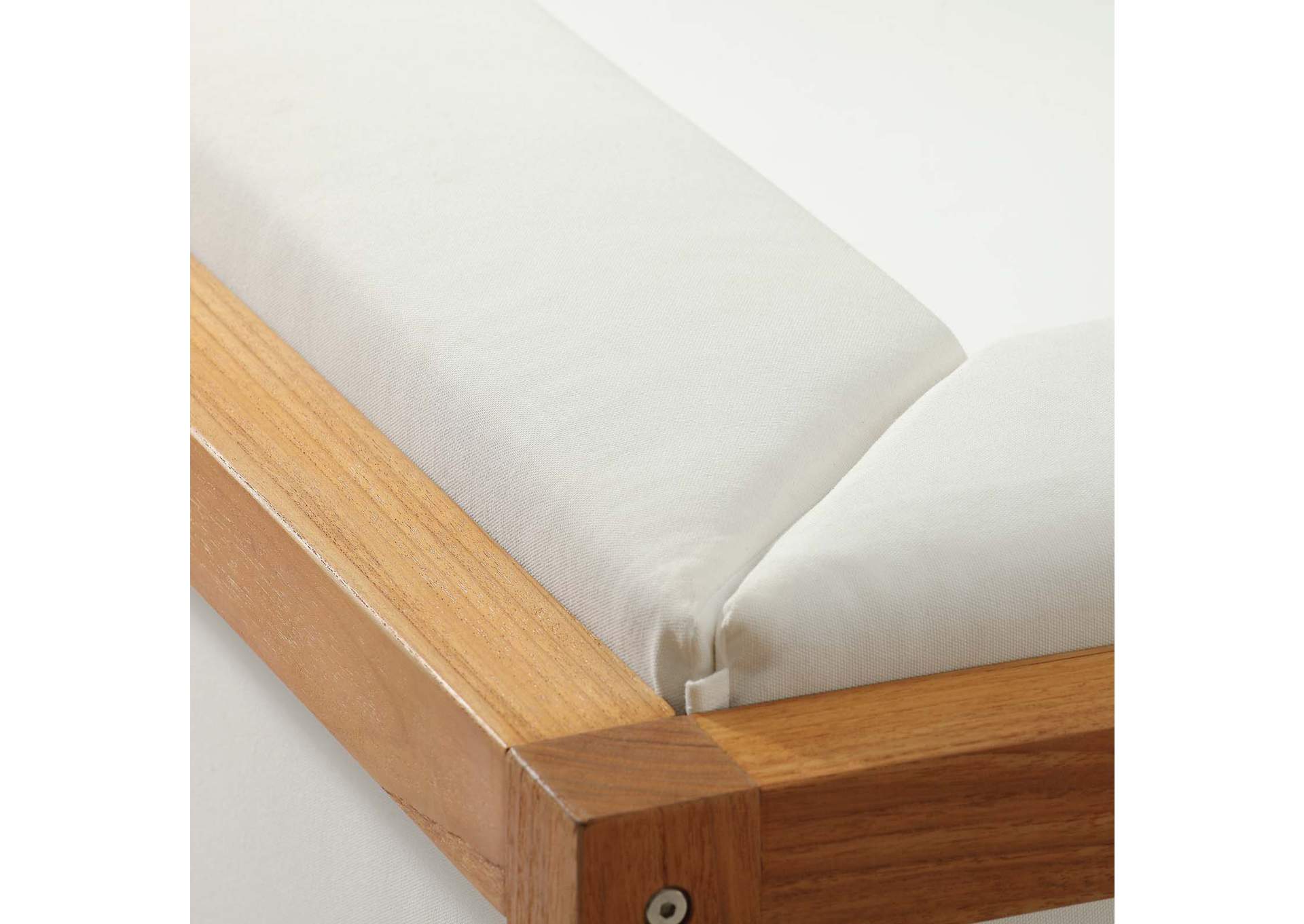 Natural White Newbury Accent Lounge Outdoor Patio Premium Grade A Teak Wood Sofa,Modway