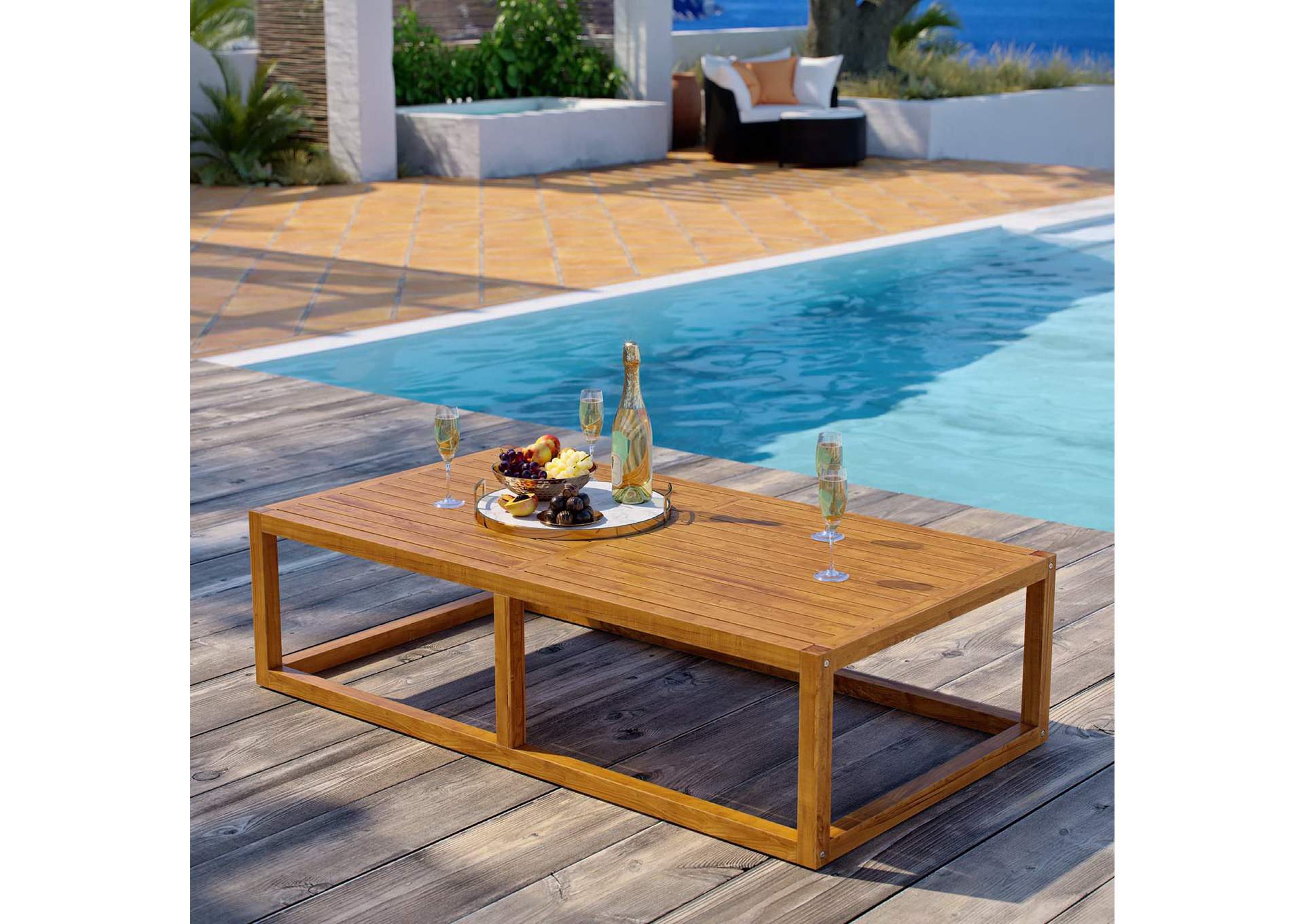 Natural Newbury Outdoor Patio Premium Grade A Teak Wood Coffee Table,Modway