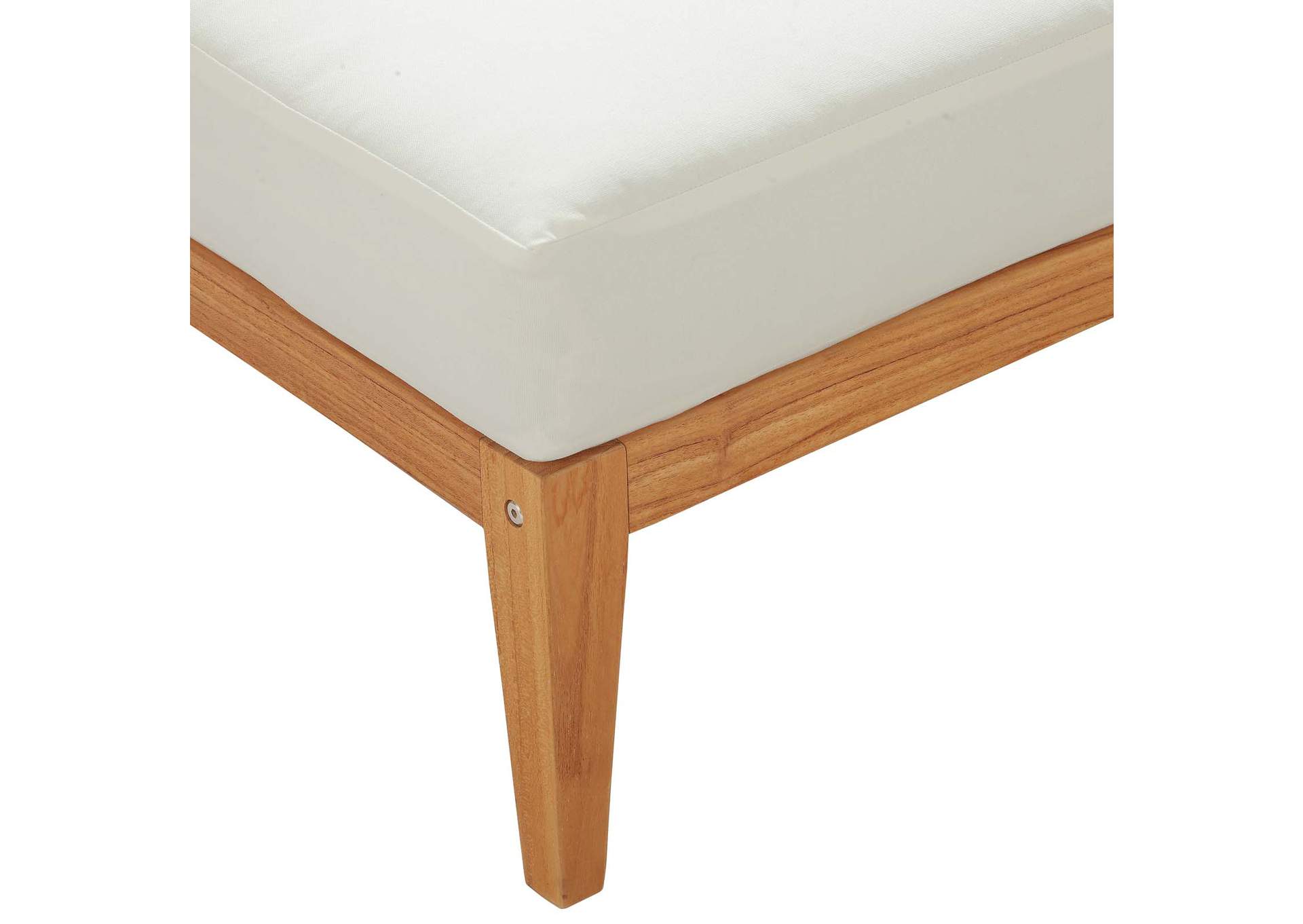 Natural White Northlake Outdoor Patio Premium Grade A Teak Wood Ottoman,Modway