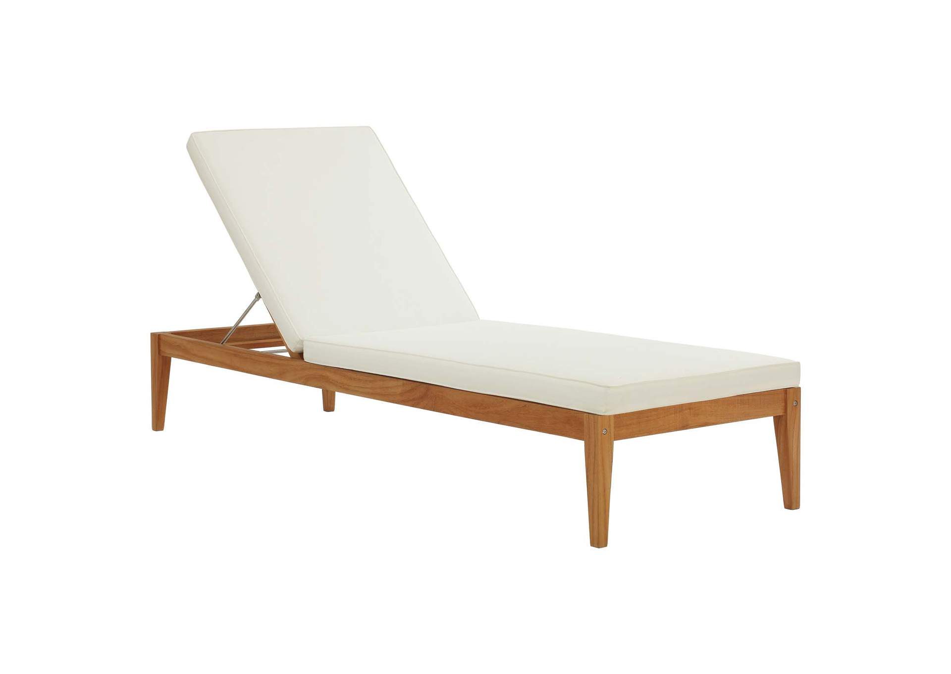 Natural White Northlake Outdoor Patio Premium Grade A Teak Wood Chaise Lounge,Modway
