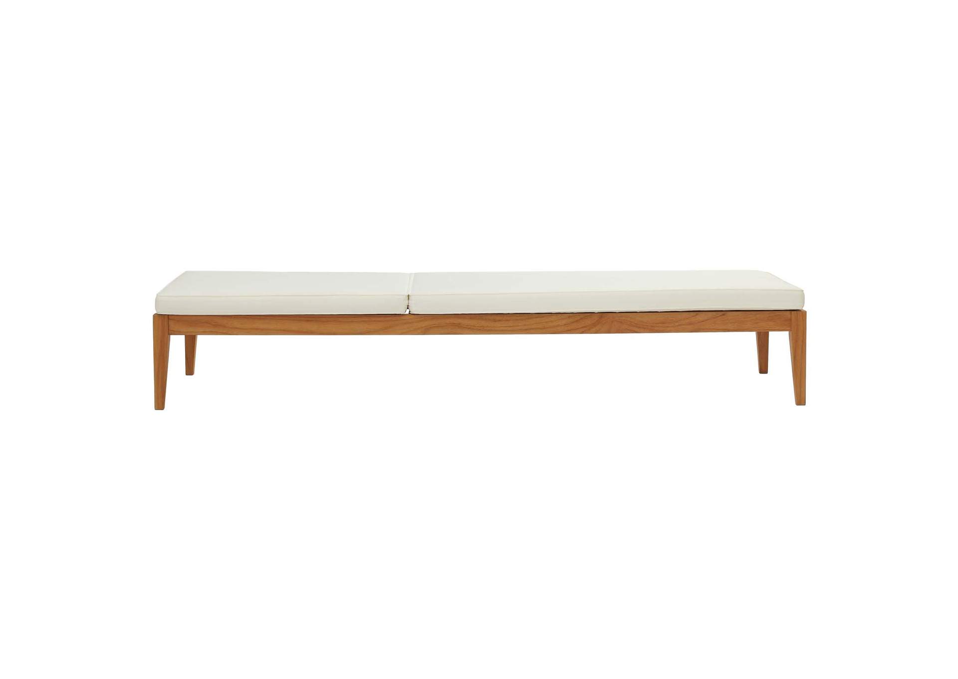 Natural White Northlake Outdoor Patio Premium Grade A Teak Wood Chaise Lounge,Modway