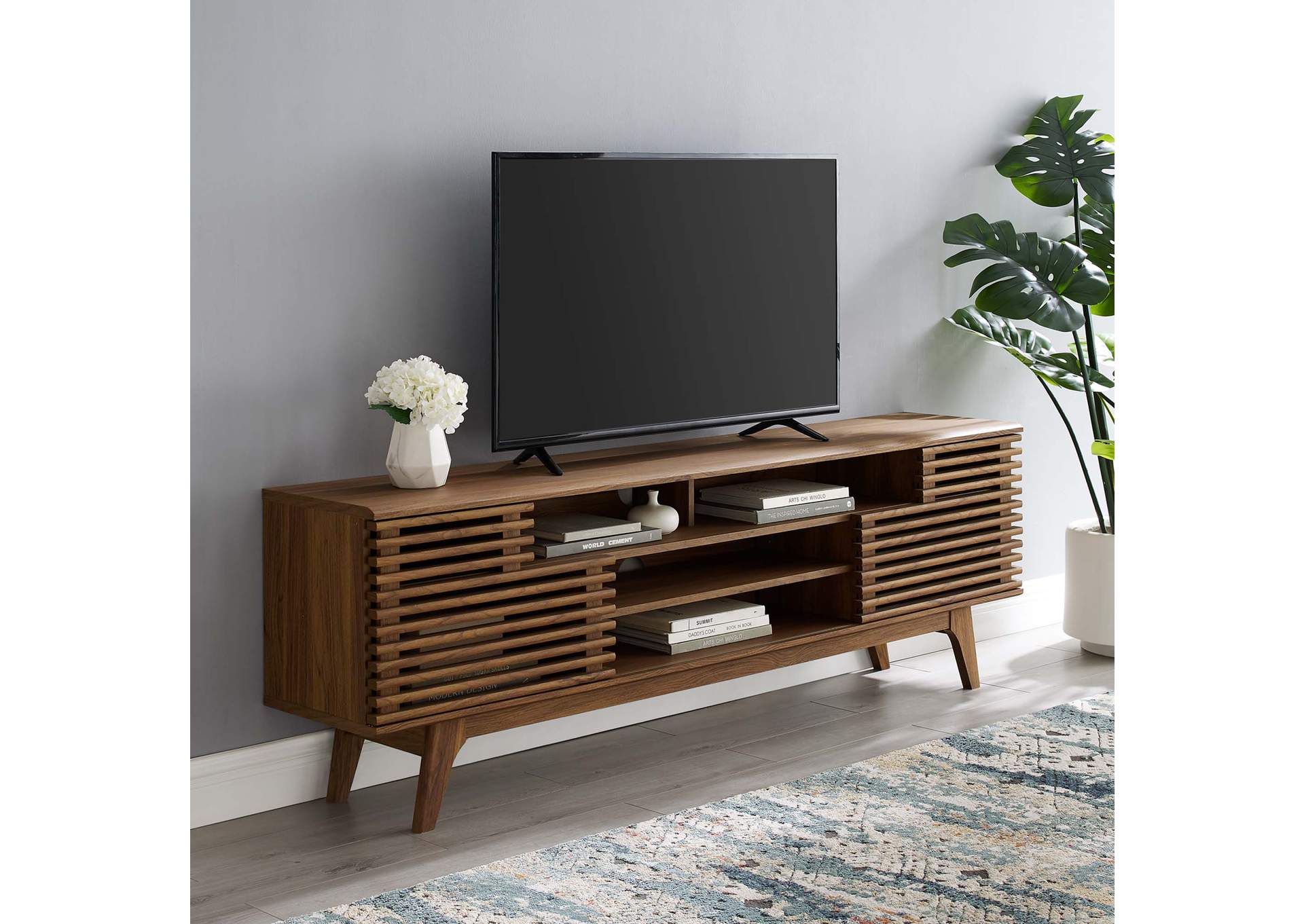 Walnut Render 71" Media Console TV Stand,Modway