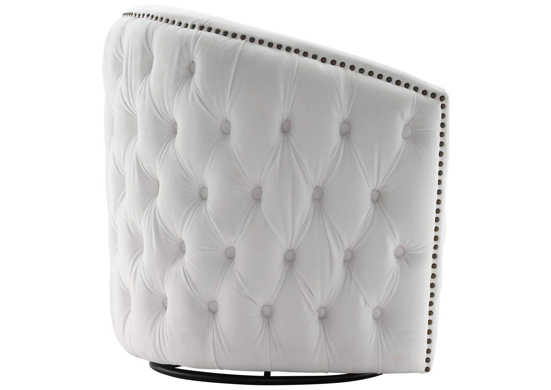 White Rogue Swivel Performance Velvet Arm Chair,Modway