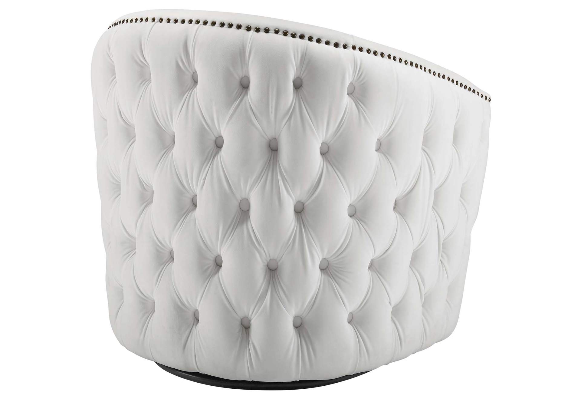 White Rogue Swivel Performance Velvet Arm Chair,Modway