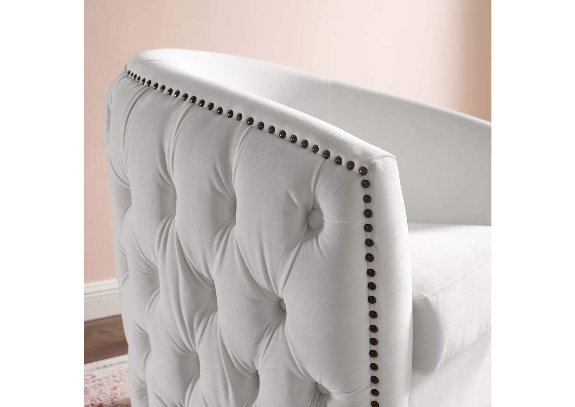 White Rogue Swivel Performance Velvet Arm Chair,Modway