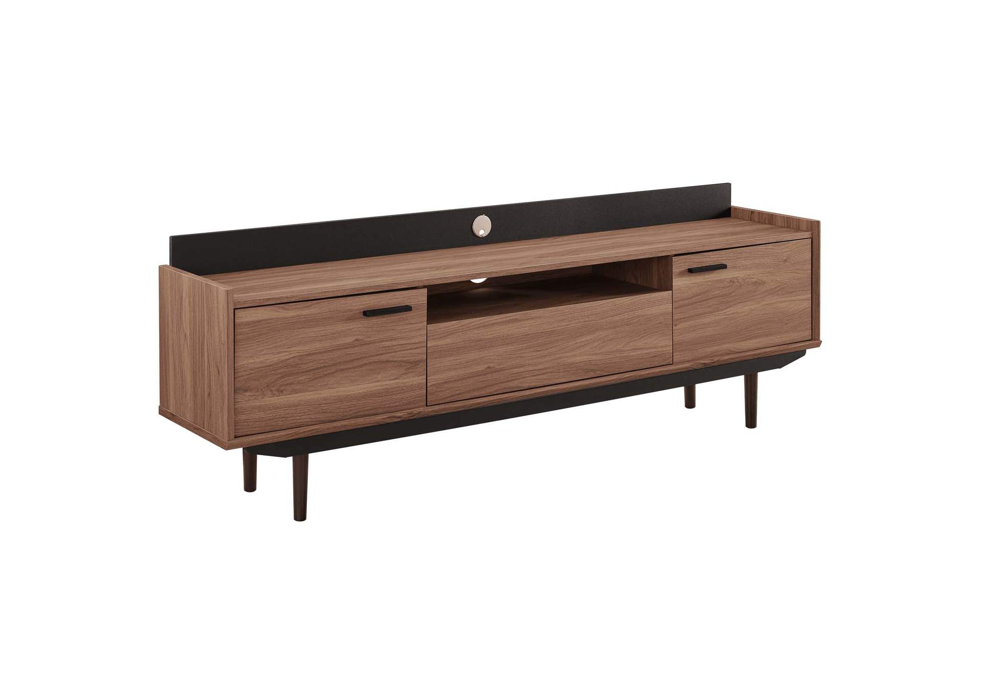 Walnut Black Visionary 71" TV Stand,Modway