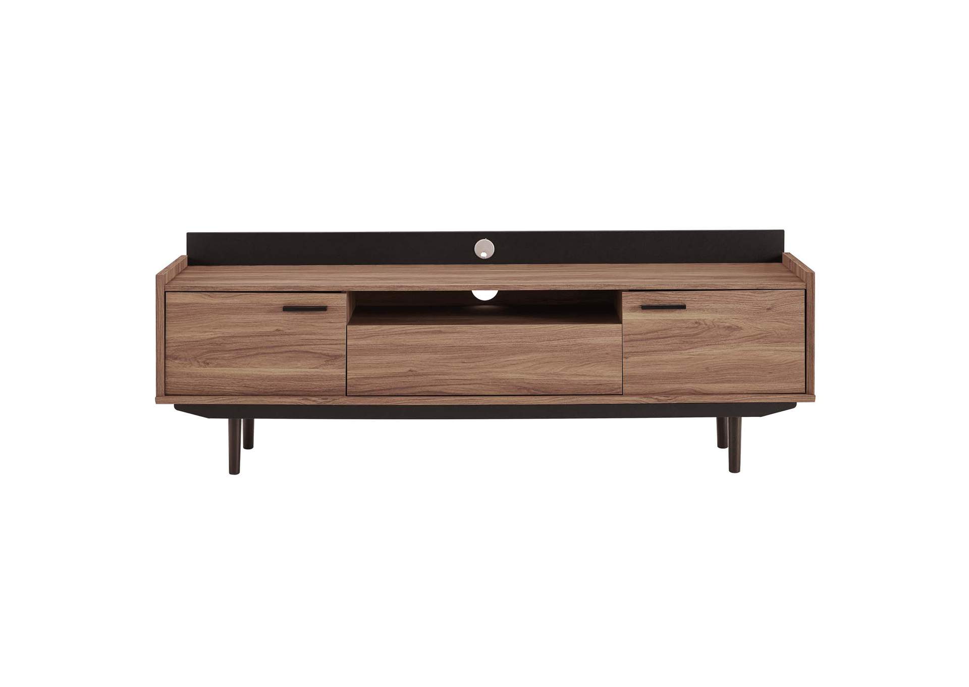 Walnut Black Visionary 71" TV Stand,Modway