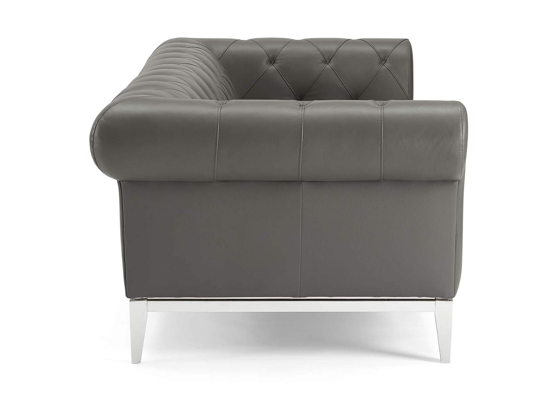 Gray Idyll Tufted Button Upholstered Leather Chesterfield Sofa,Modway