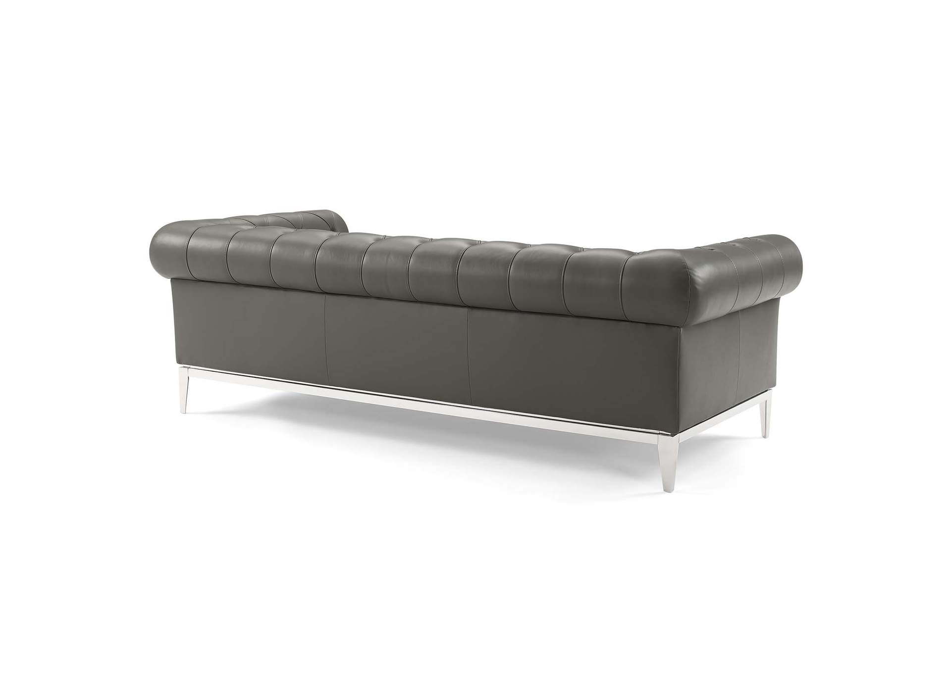 Gray Idyll Tufted Button Upholstered Leather Chesterfield Sofa,Modway