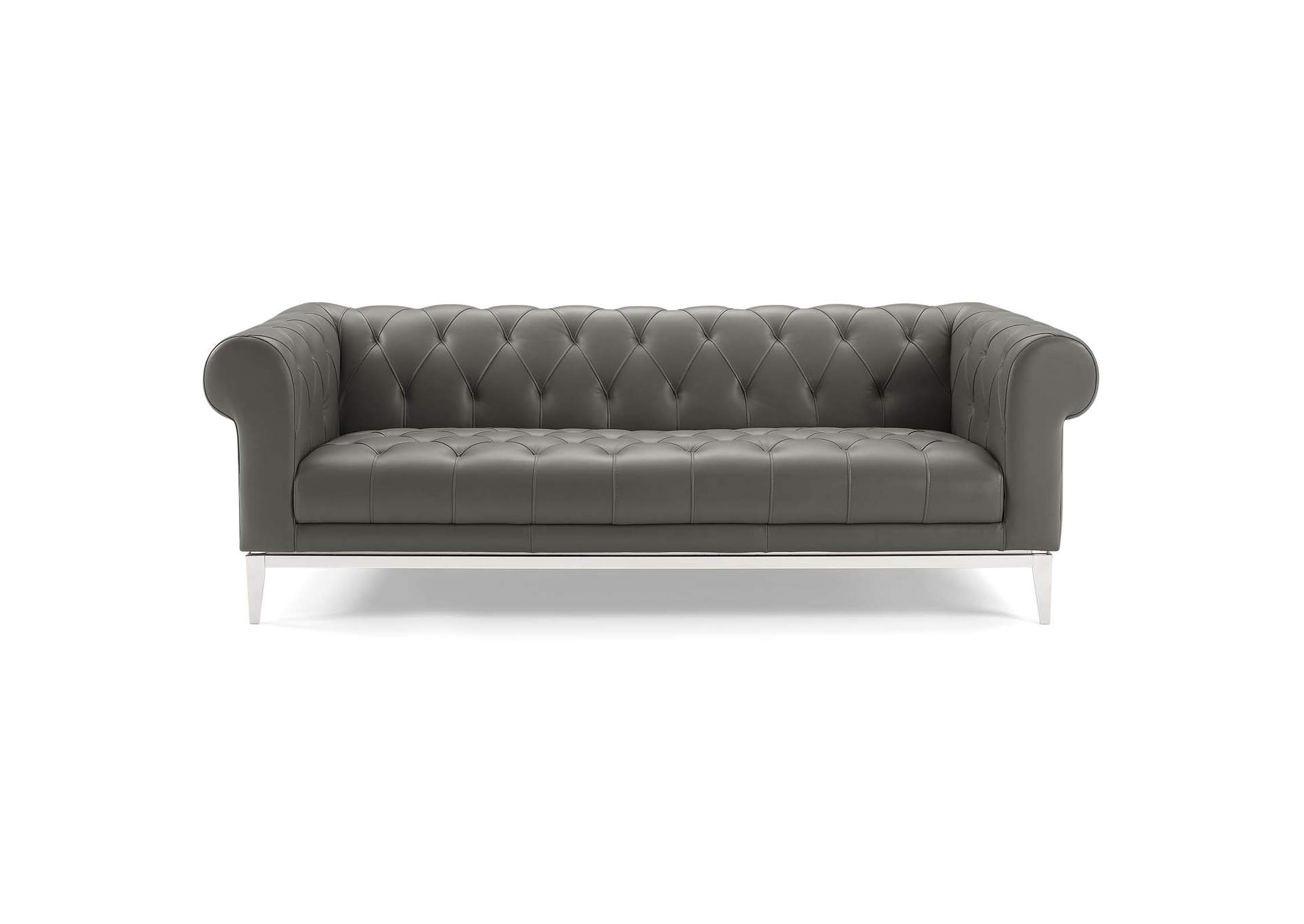 Gray Idyll Tufted Button Upholstered Leather Chesterfield Sofa,Modway