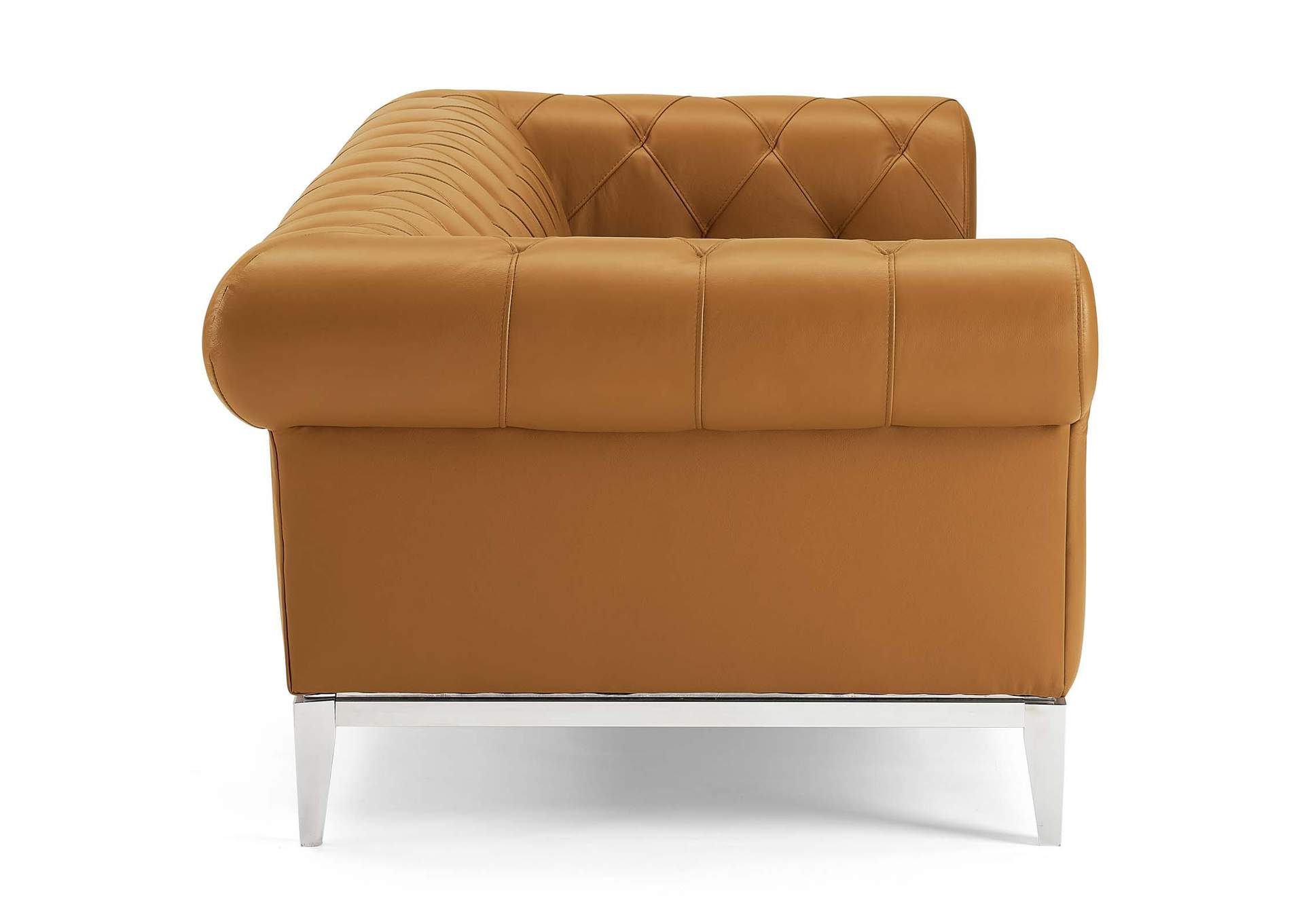 Tan Idyll Tufted Button Upholstered Leather Chesterfield Sofa,Modway