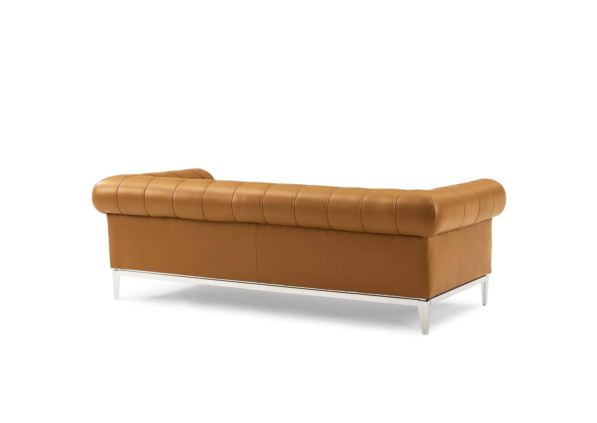 Tan Idyll Tufted Button Upholstered Leather Chesterfield Sofa,Modway