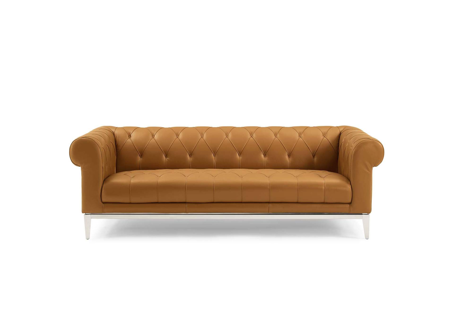 Tan Idyll Tufted Button Upholstered Leather Chesterfield Sofa,Modway