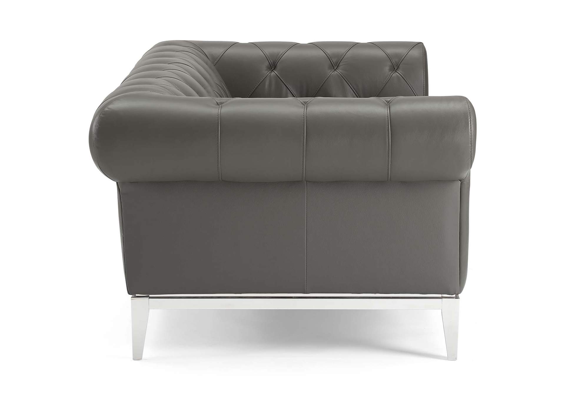 Gray Idyll Tufted Button Upholstered Leather Chesterfield Loveseat,Modway