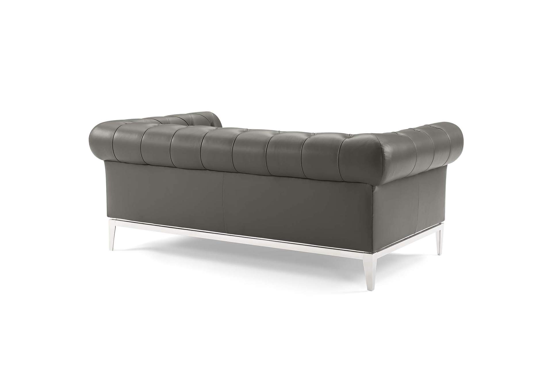 Gray Idyll Tufted Button Upholstered Leather Chesterfield Loveseat,Modway