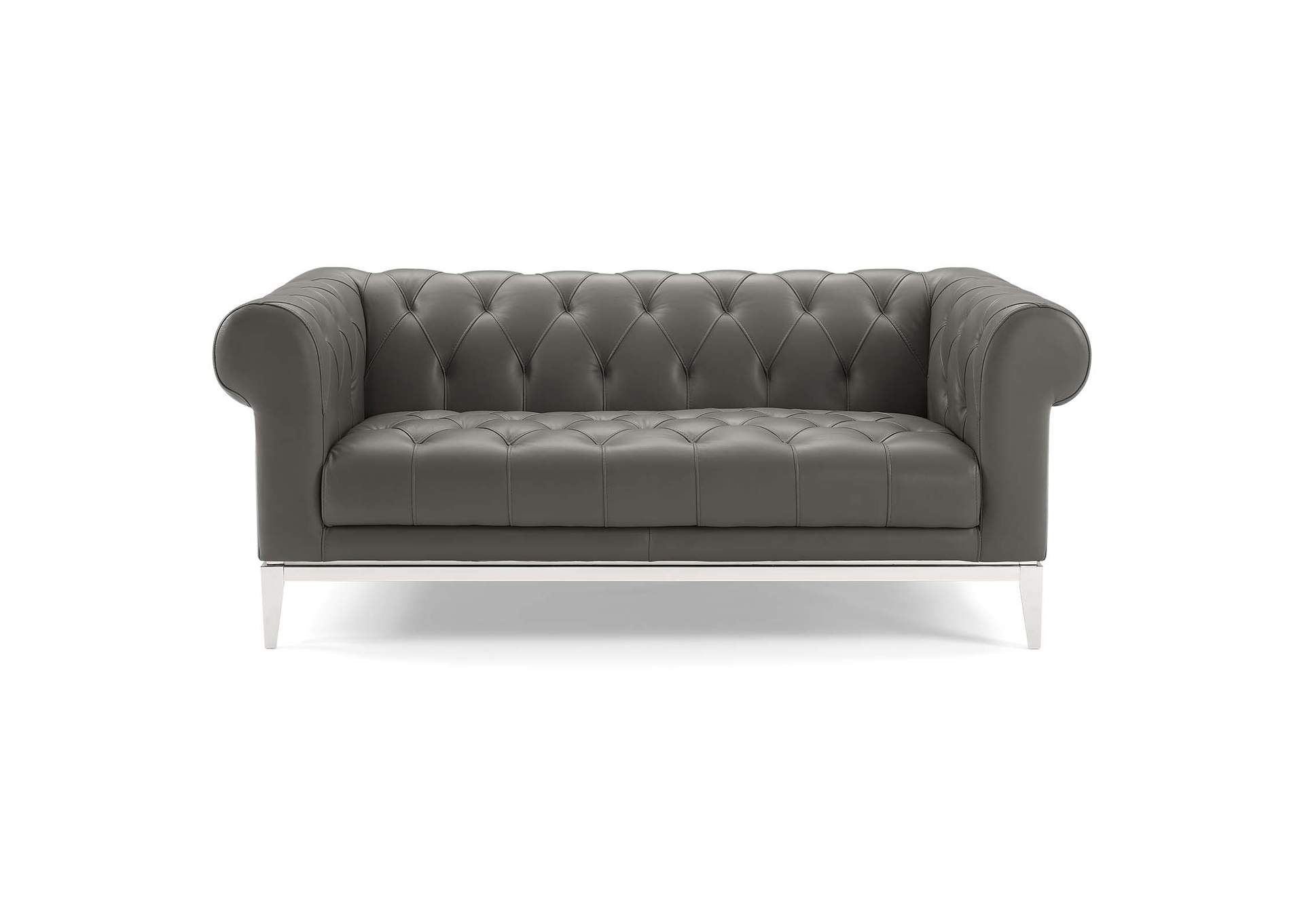 Gray Idyll Tufted Button Upholstered Leather Chesterfield Loveseat,Modway