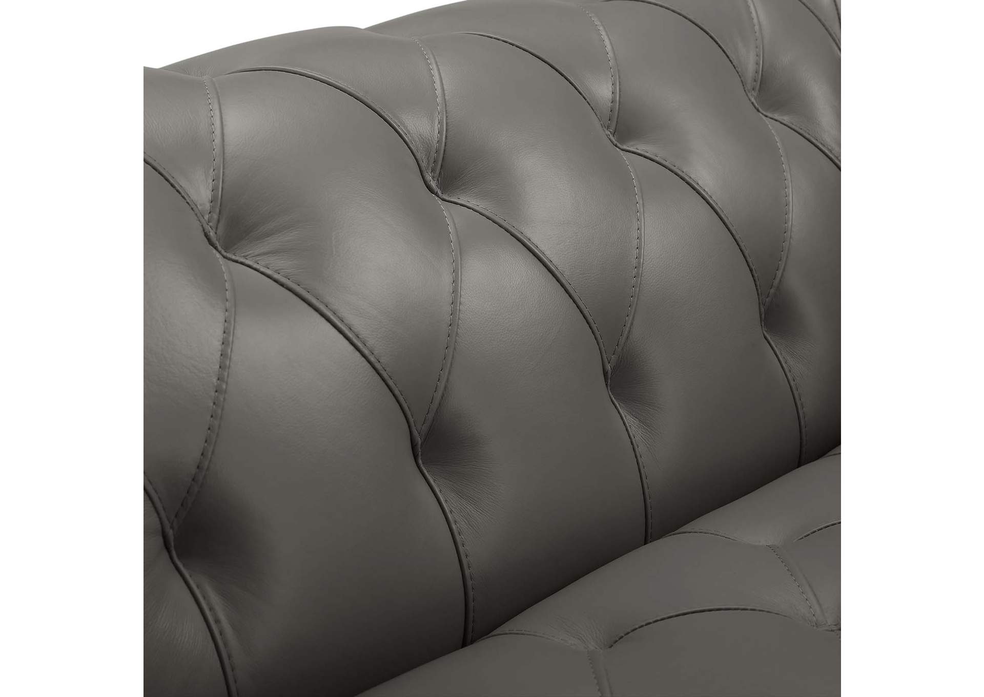 Gray Idyll Tufted Button Upholstered Leather Chesterfield Loveseat,Modway