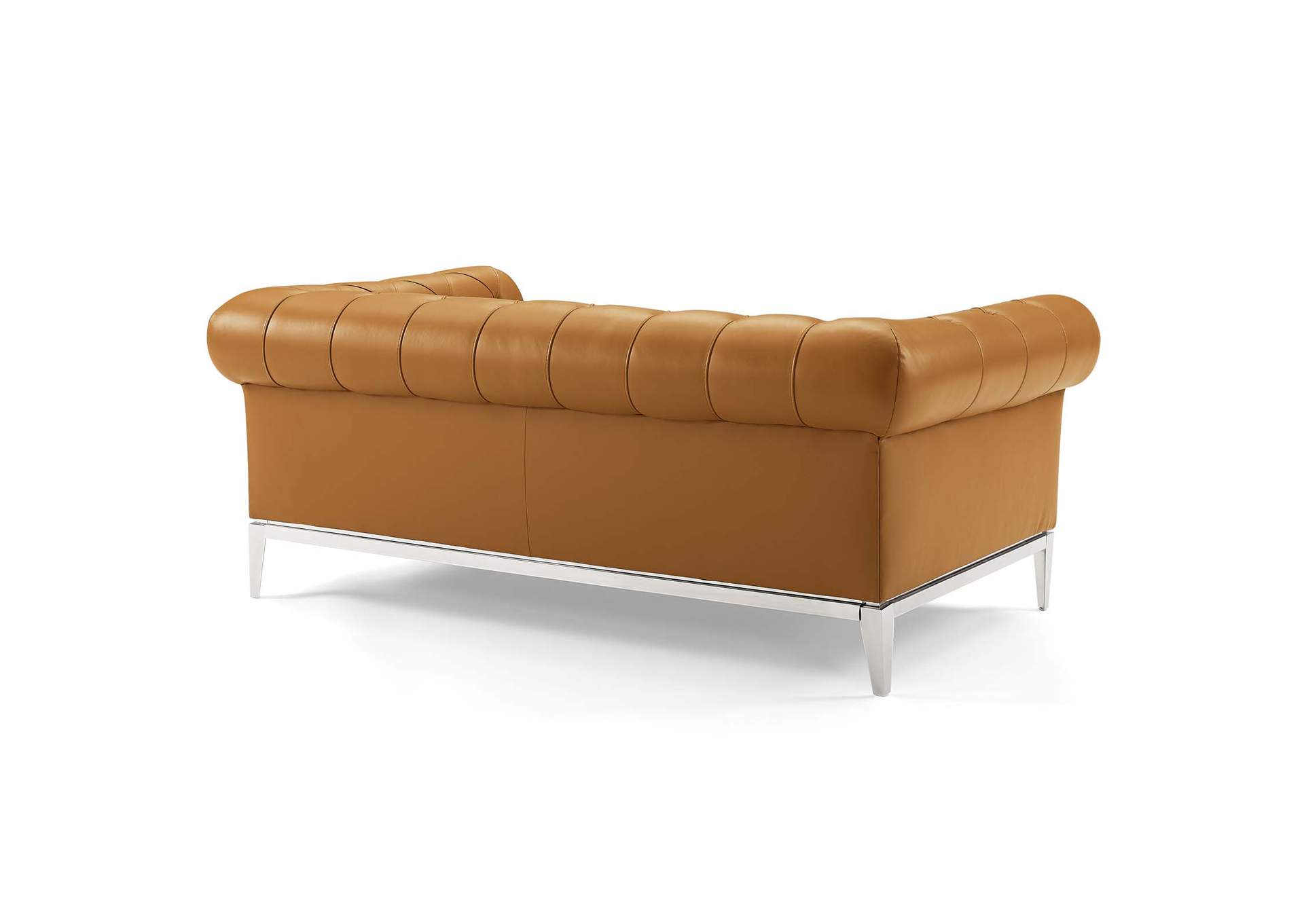 Tan Idyll Tufted Button Upholstered Leather Chesterfield Loveseat,Modway