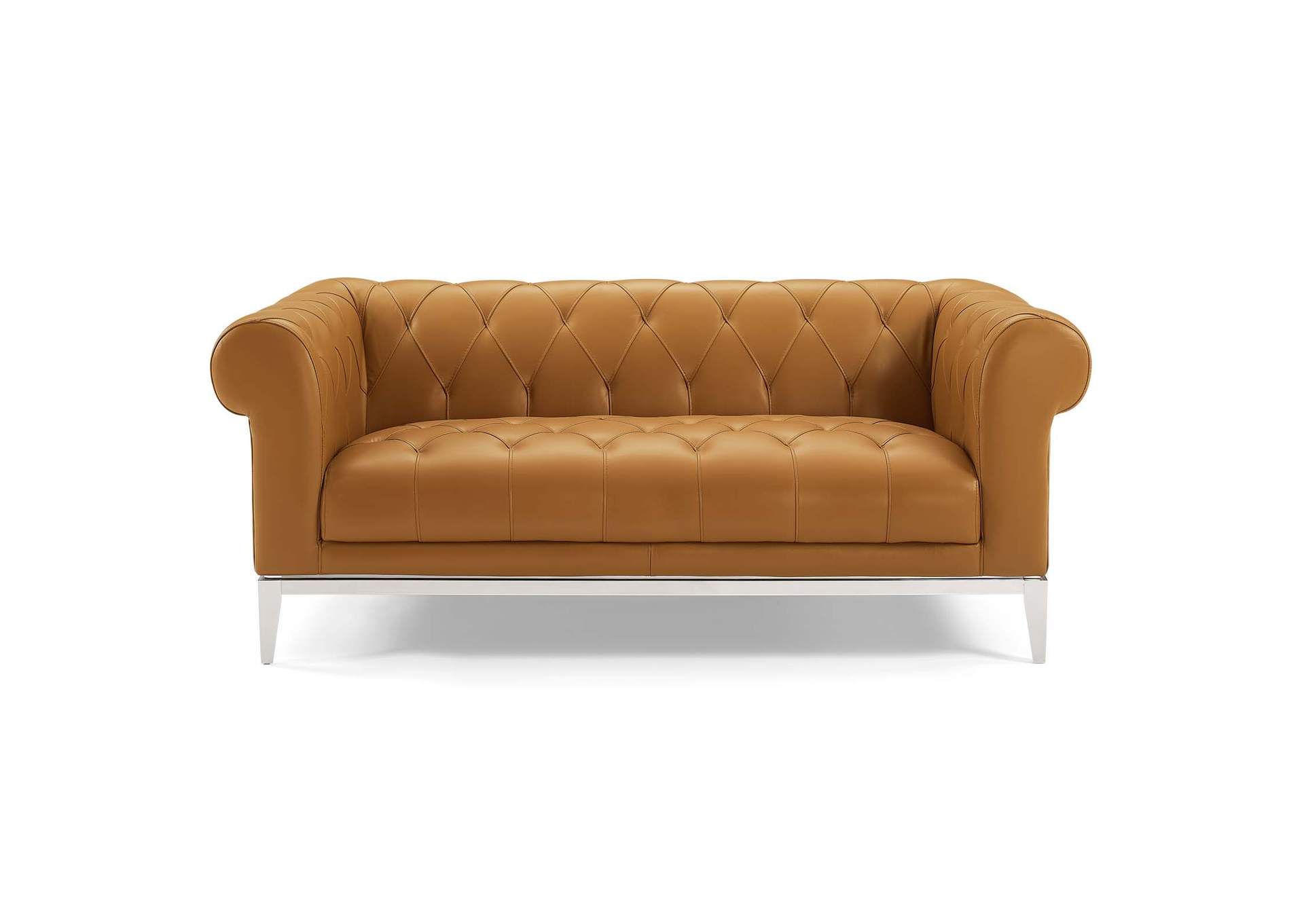 Tan Idyll Tufted Button Upholstered Leather Chesterfield Loveseat,Modway