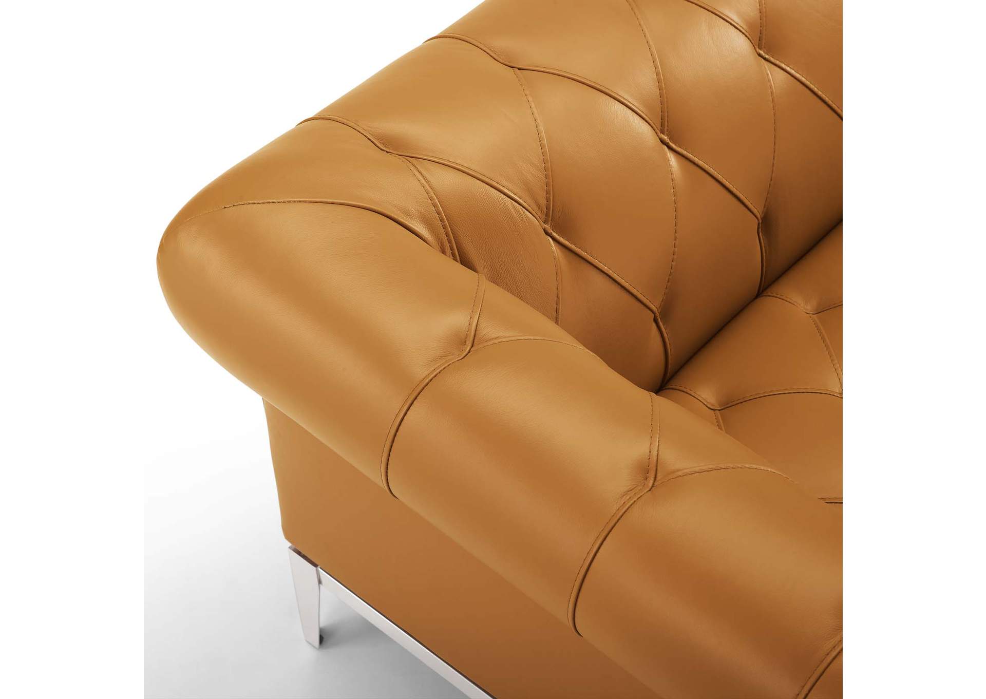 Tan Idyll Tufted Button Upholstered Leather Chesterfield Loveseat,Modway