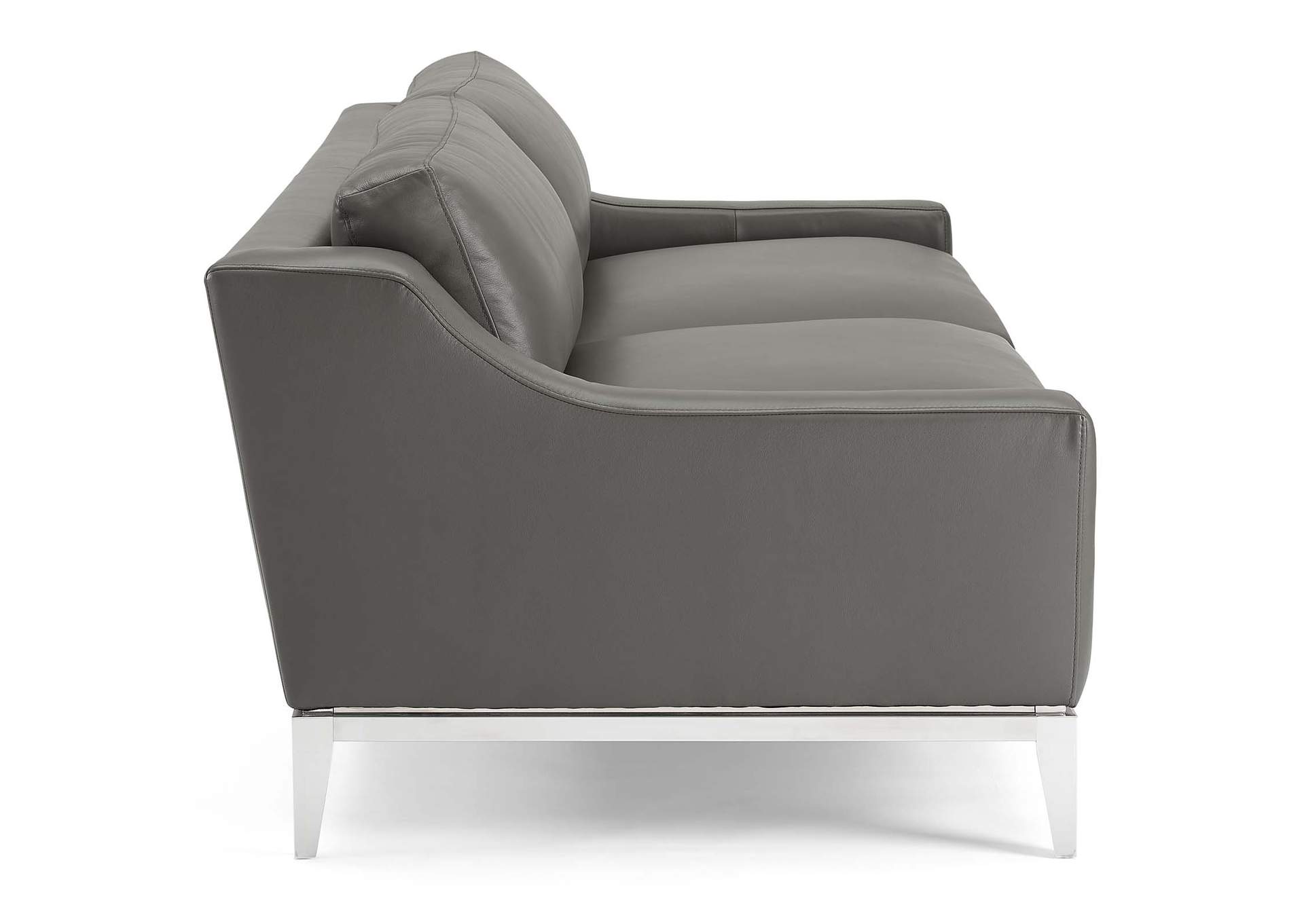 Gray Harness 83.5" Stainless Steel Base Leather Sofa,Modway
