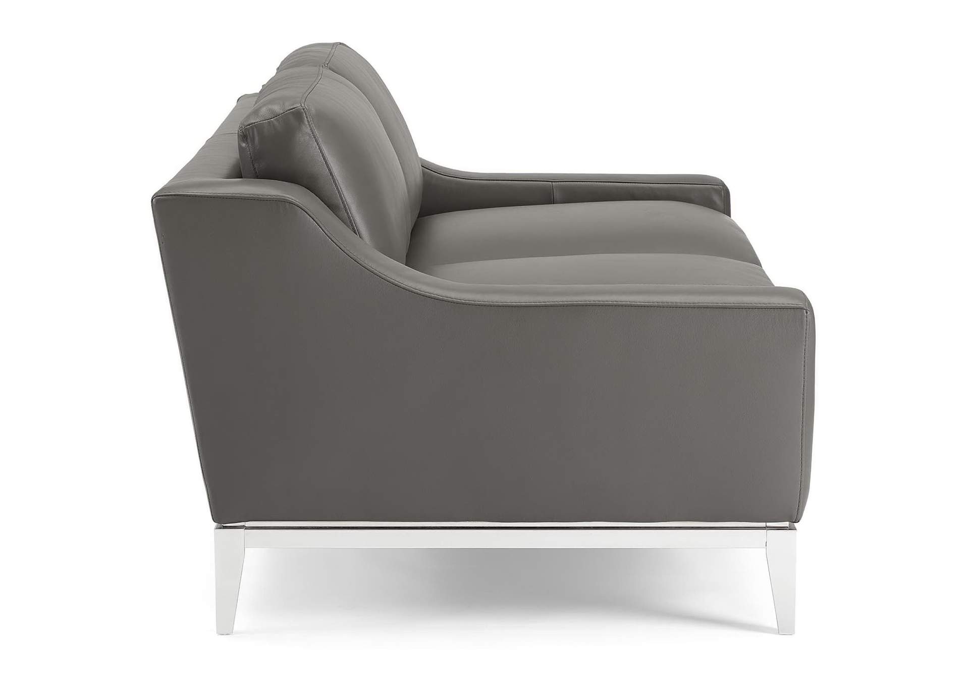 Gray Harness 64" Stainless Steel Base Leather Loveseat,Modway