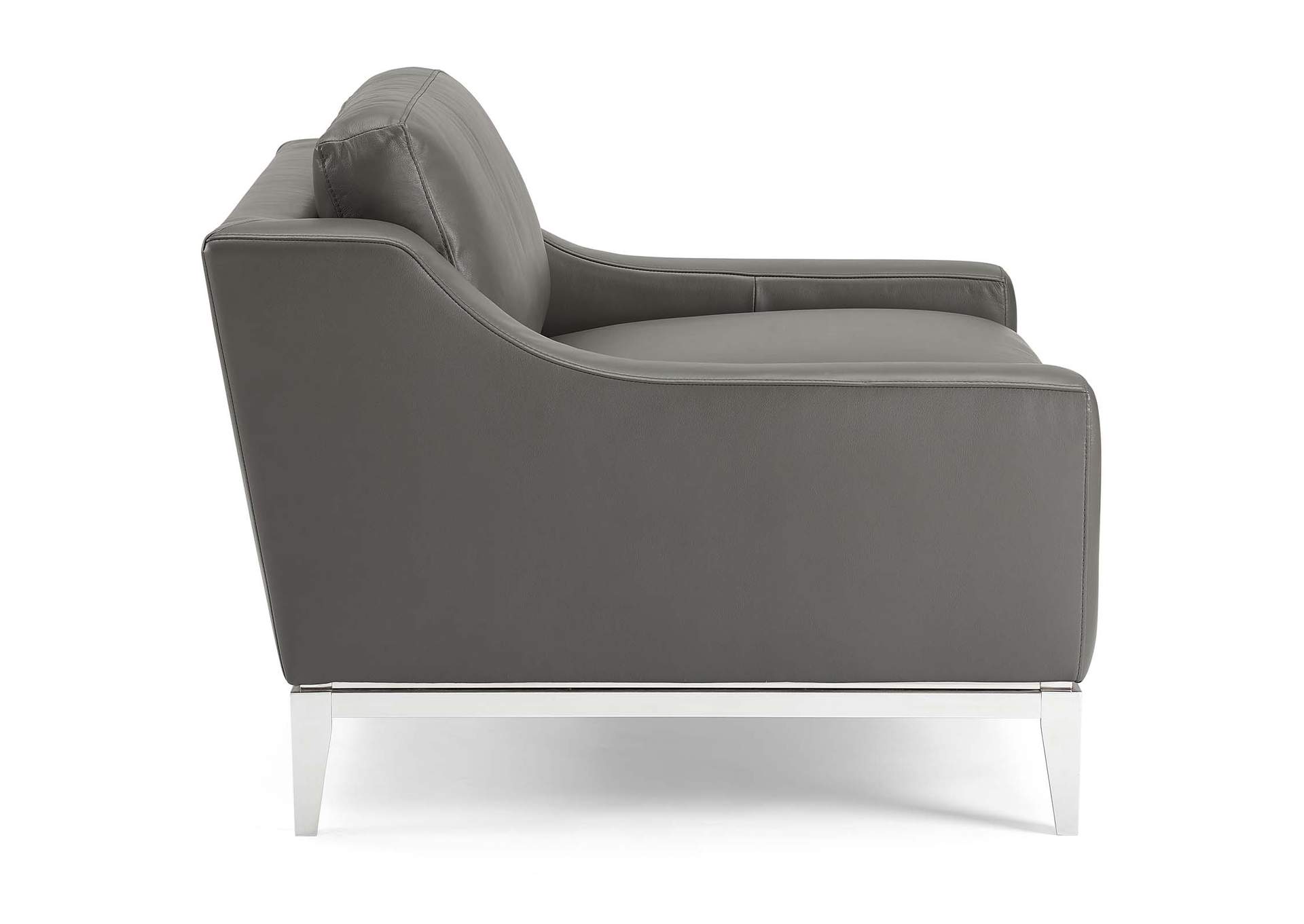 Gray Harness Stainless Steel Base Leather Arm Chair,Modway