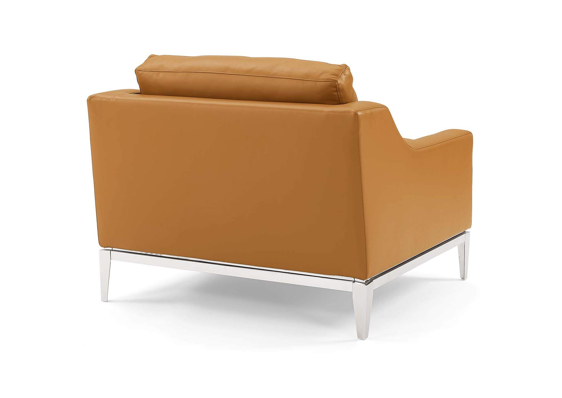 Tan Harness Stainless Steel Base Leather Arm Chair,Modway
