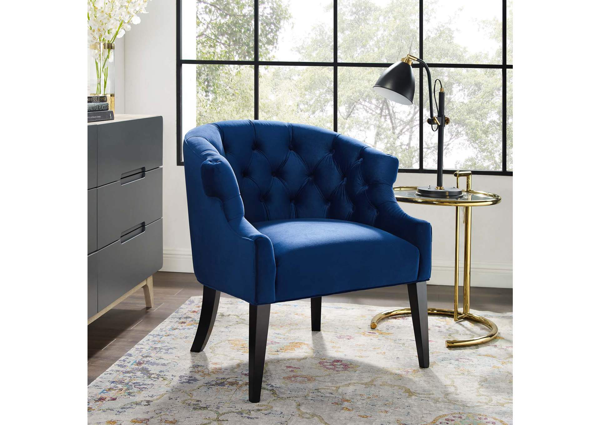 Navy Precept Accent Performance Velvet Arm Chair,Modway