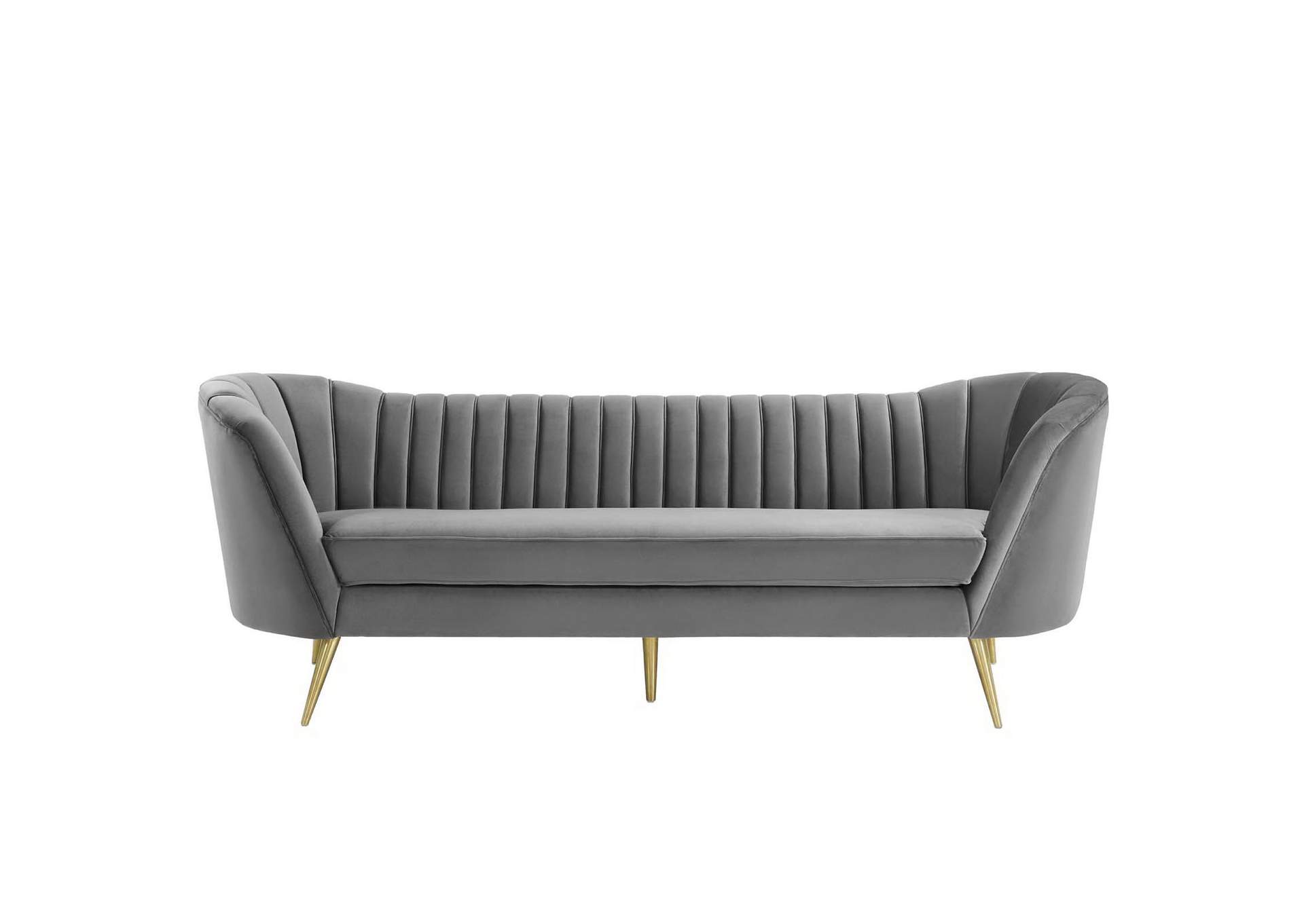 Gray Opportunity Vertical Channel Tufted Curved Performance Velvet Sofa,Modway