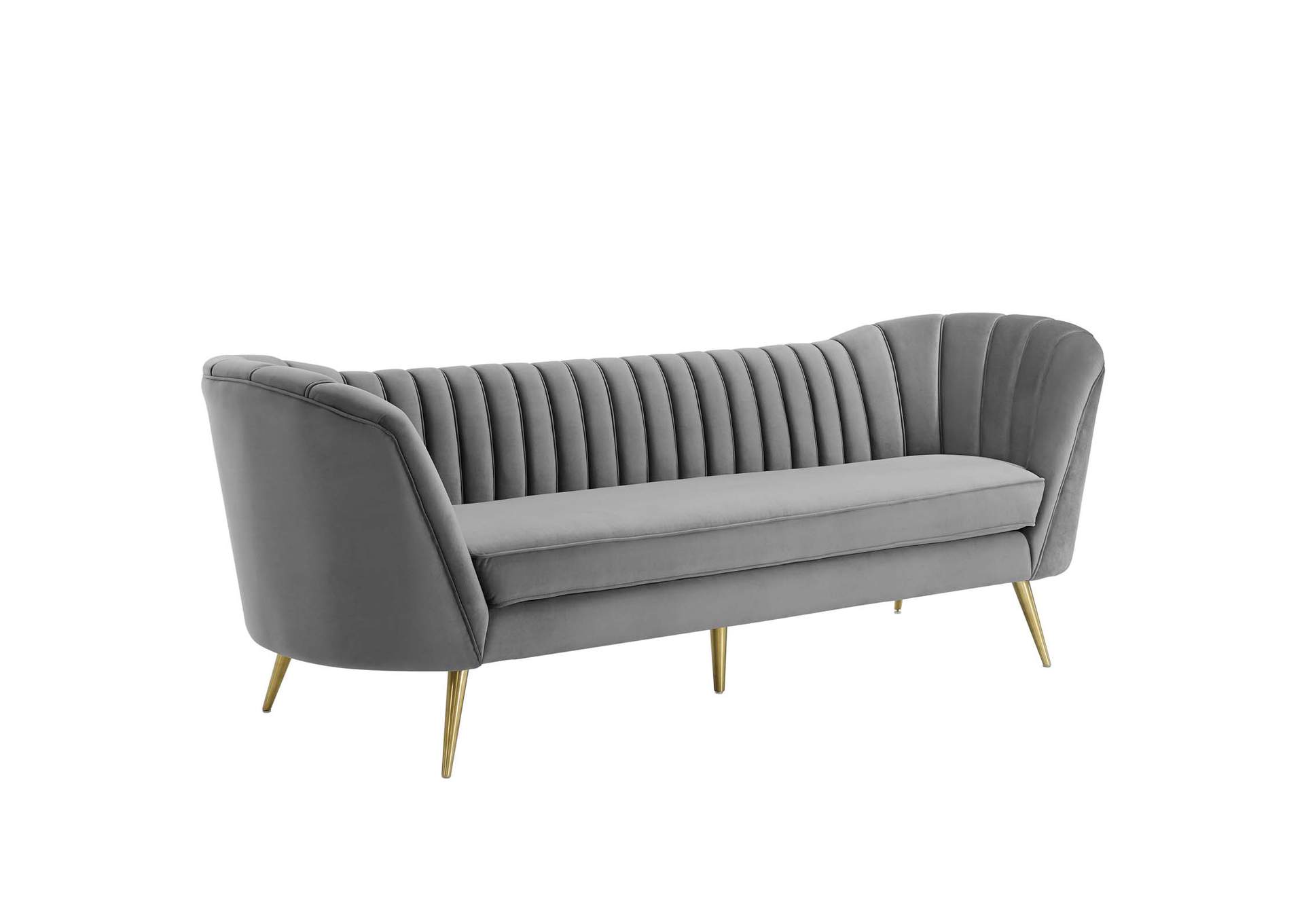 Gray Opportunity Vertical Channel Tufted Curved Performance Velvet Sofa,Modway