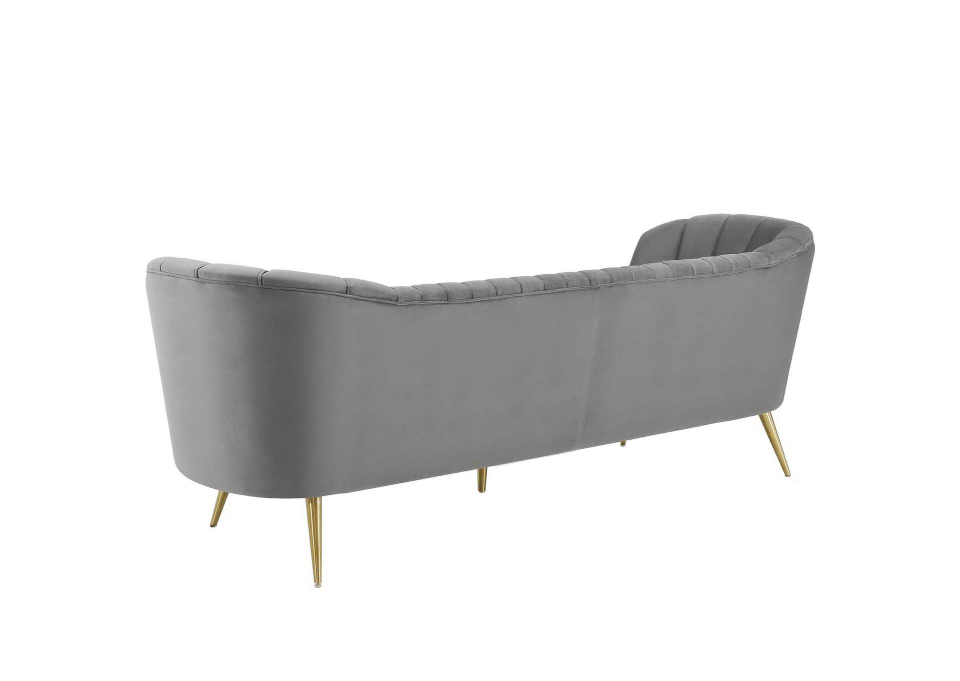 Gray Opportunity Vertical Channel Tufted Curved Performance Velvet Sofa,Modway