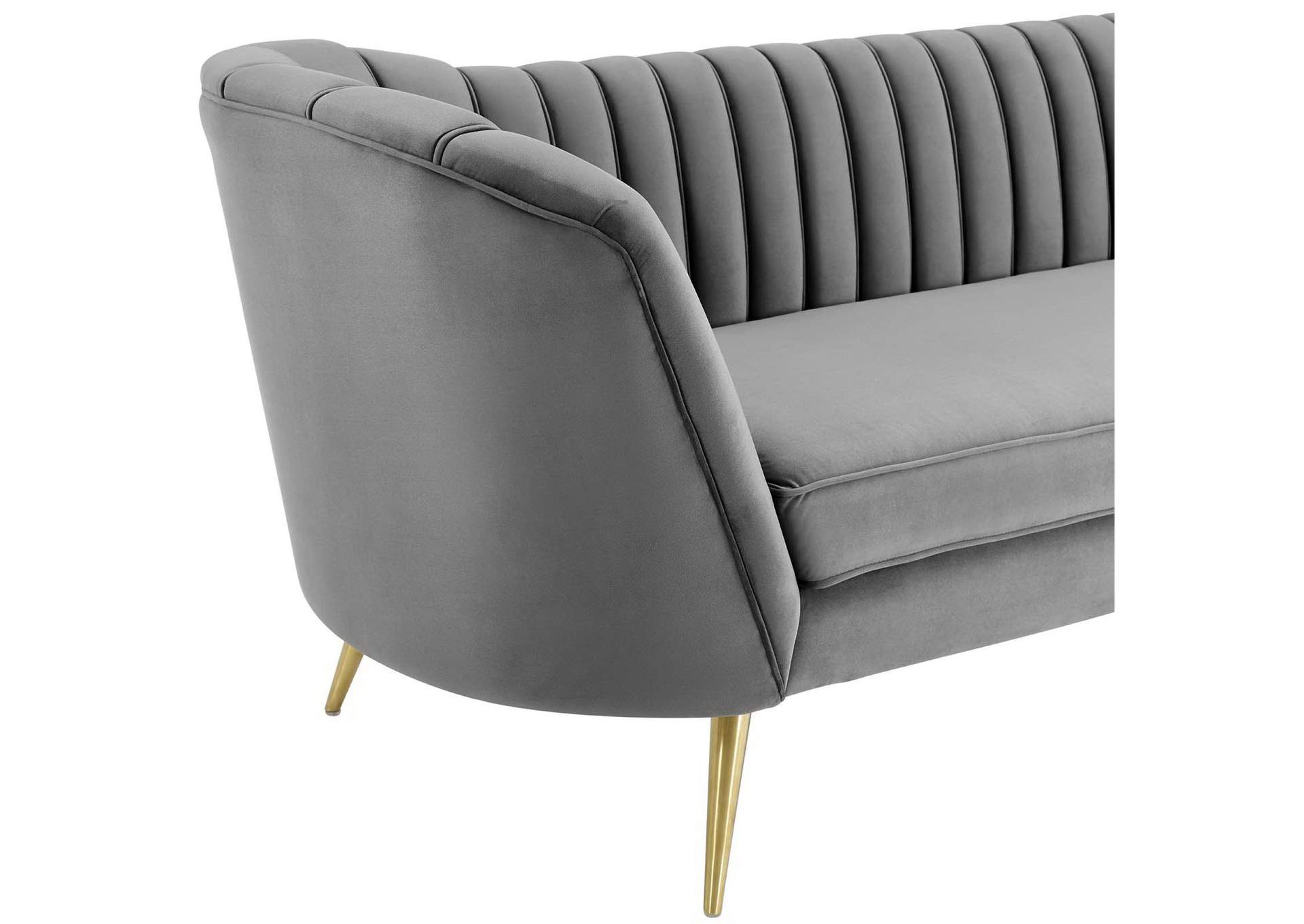 Gray Opportunity Vertical Channel Tufted Curved Performance Velvet Sofa,Modway