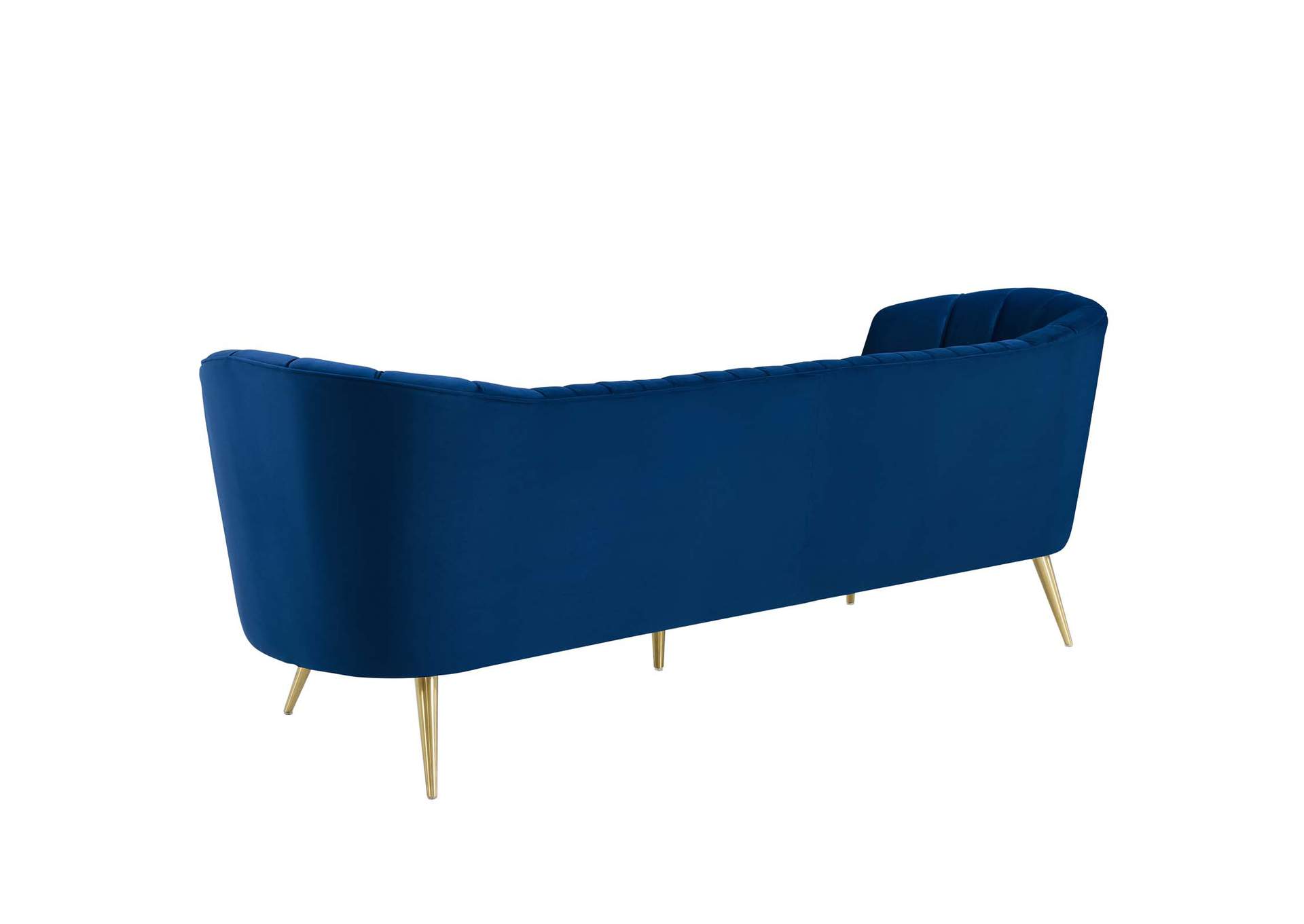 Navy Opportunity Vertical Channel Tufted Curved Performance Velvet Sofa,Modway