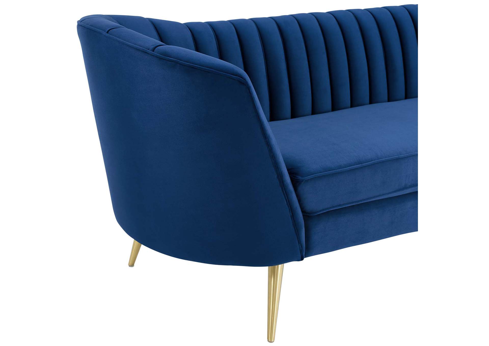 Navy Opportunity Vertical Channel Tufted Curved Performance Velvet Sofa,Modway