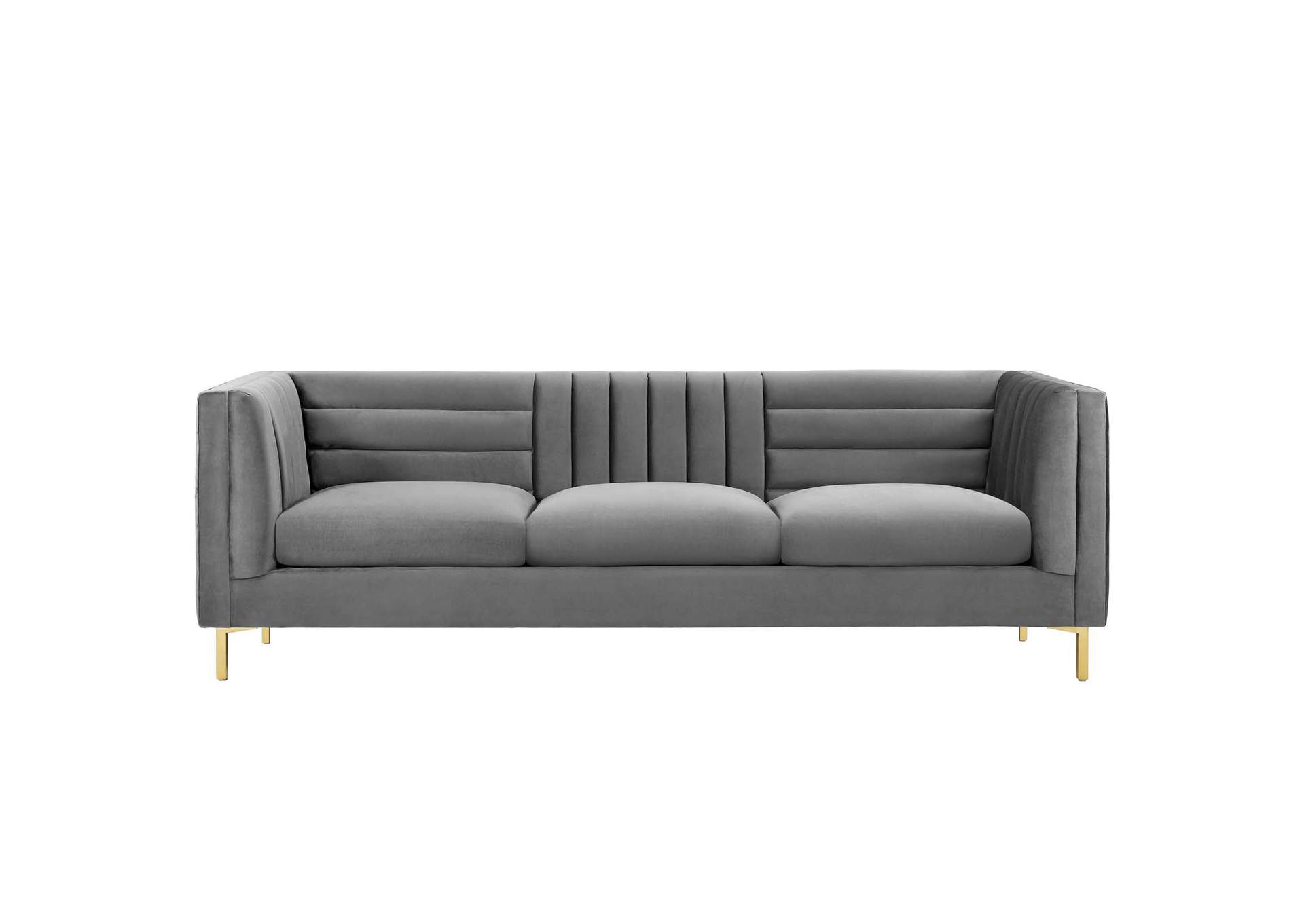 Gray Ingenuity Channel Tufted Performance Velvet Sofa,Modway