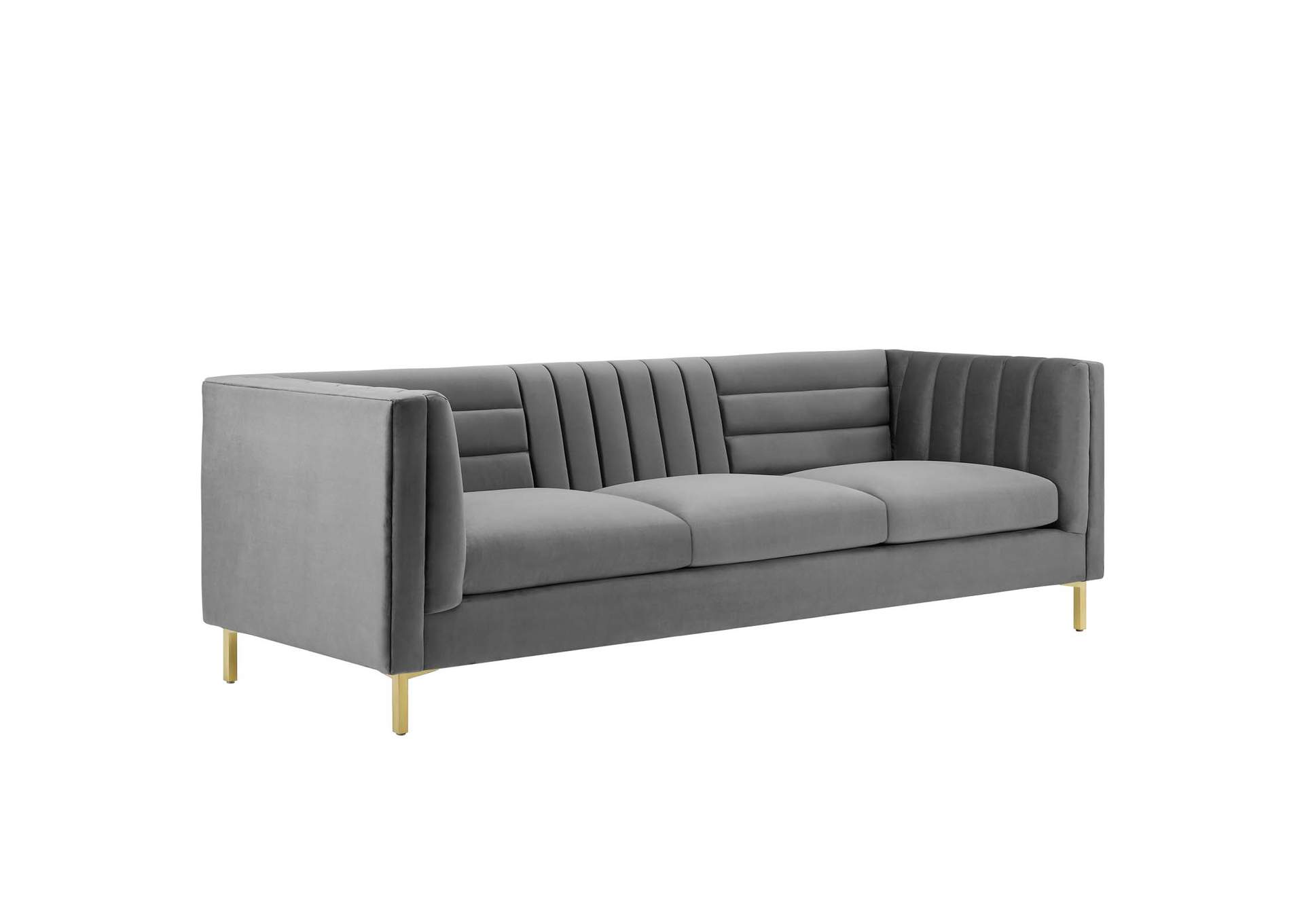 Gray Ingenuity Channel Tufted Performance Velvet Sofa,Modway