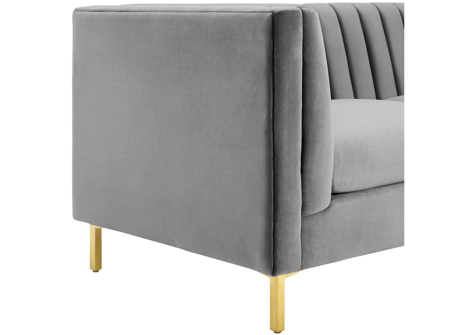 Gray Ingenuity Channel Tufted Performance Velvet Sofa,Modway