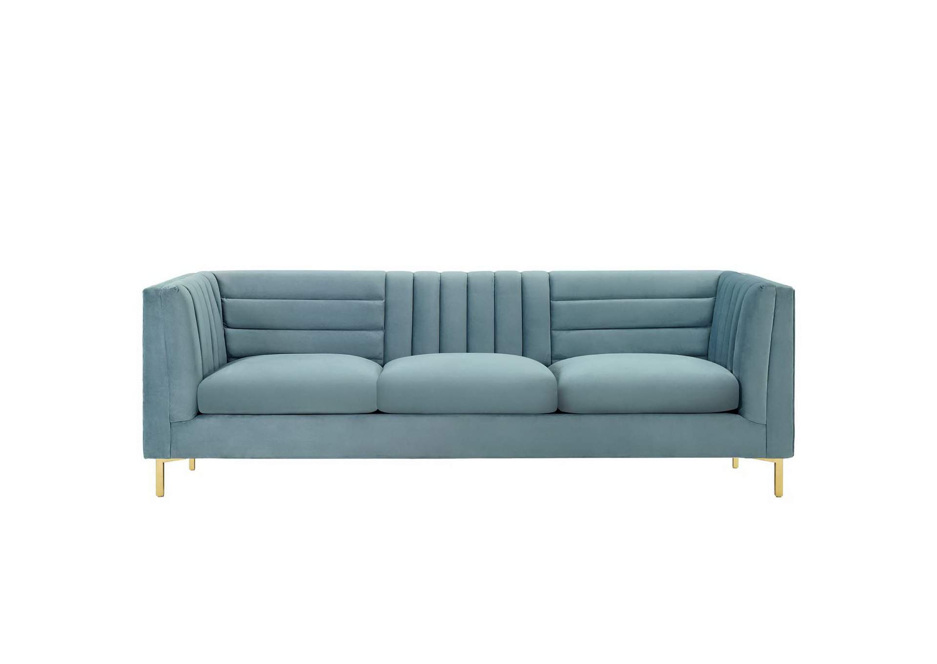 Light Blue Ingenuity Channel Tufted Performance Velvet Sofa,Modway