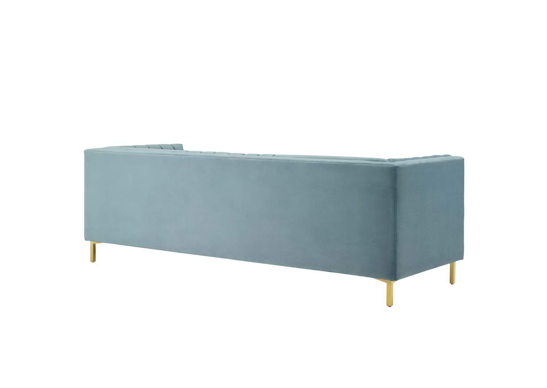 Light Blue Ingenuity Channel Tufted Performance Velvet Sofa,Modway