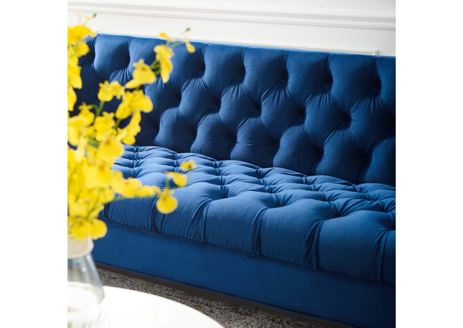 Navy Delight Tufted Button Performance Velvet Sofa,Modway