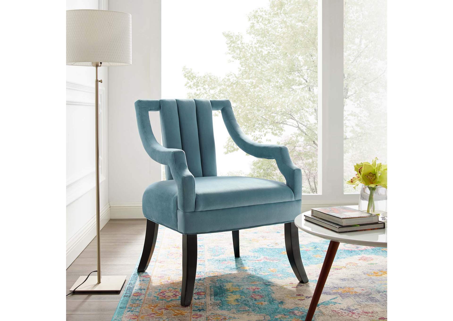 Light Blue Harken Performance Velvet Accent Chair,Modway