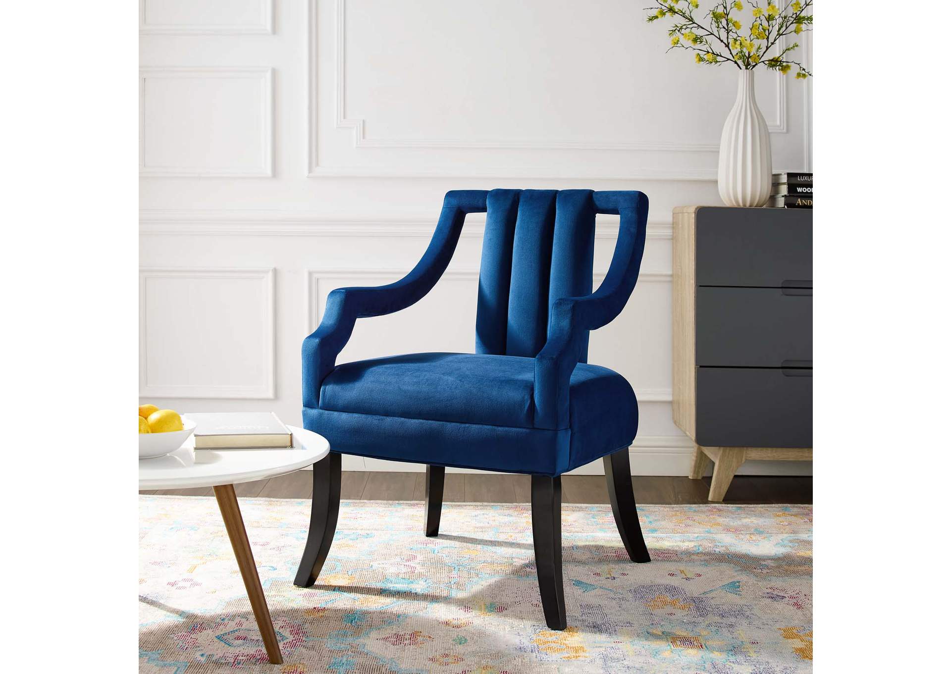 Navy Harken Performance Velvet Accent Chair,Modway