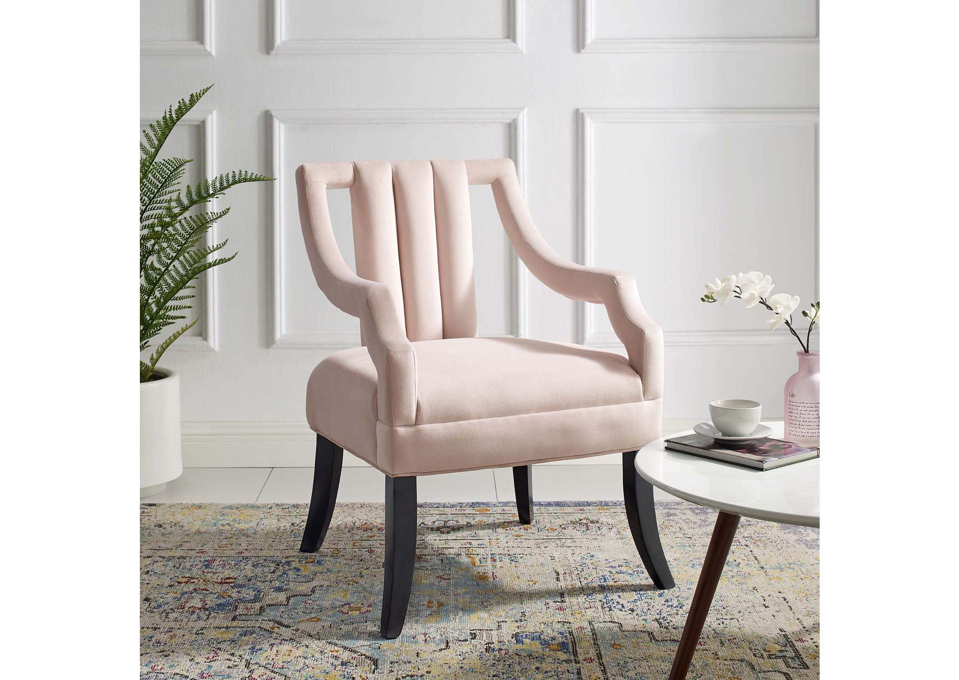 Pink Harken Performance Velvet Accent Chair,Modway