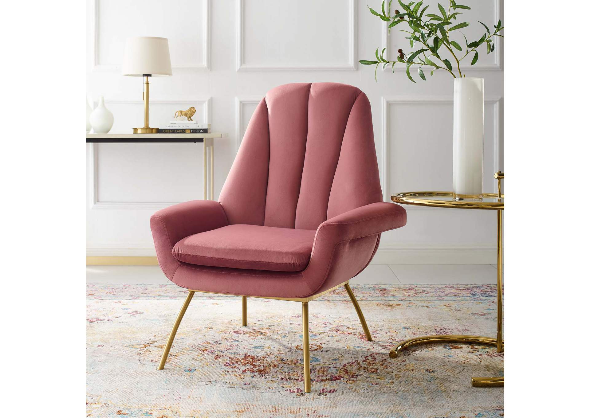 Dusty Rose Summit Accent Performance Velvet Arm Chair,Modway