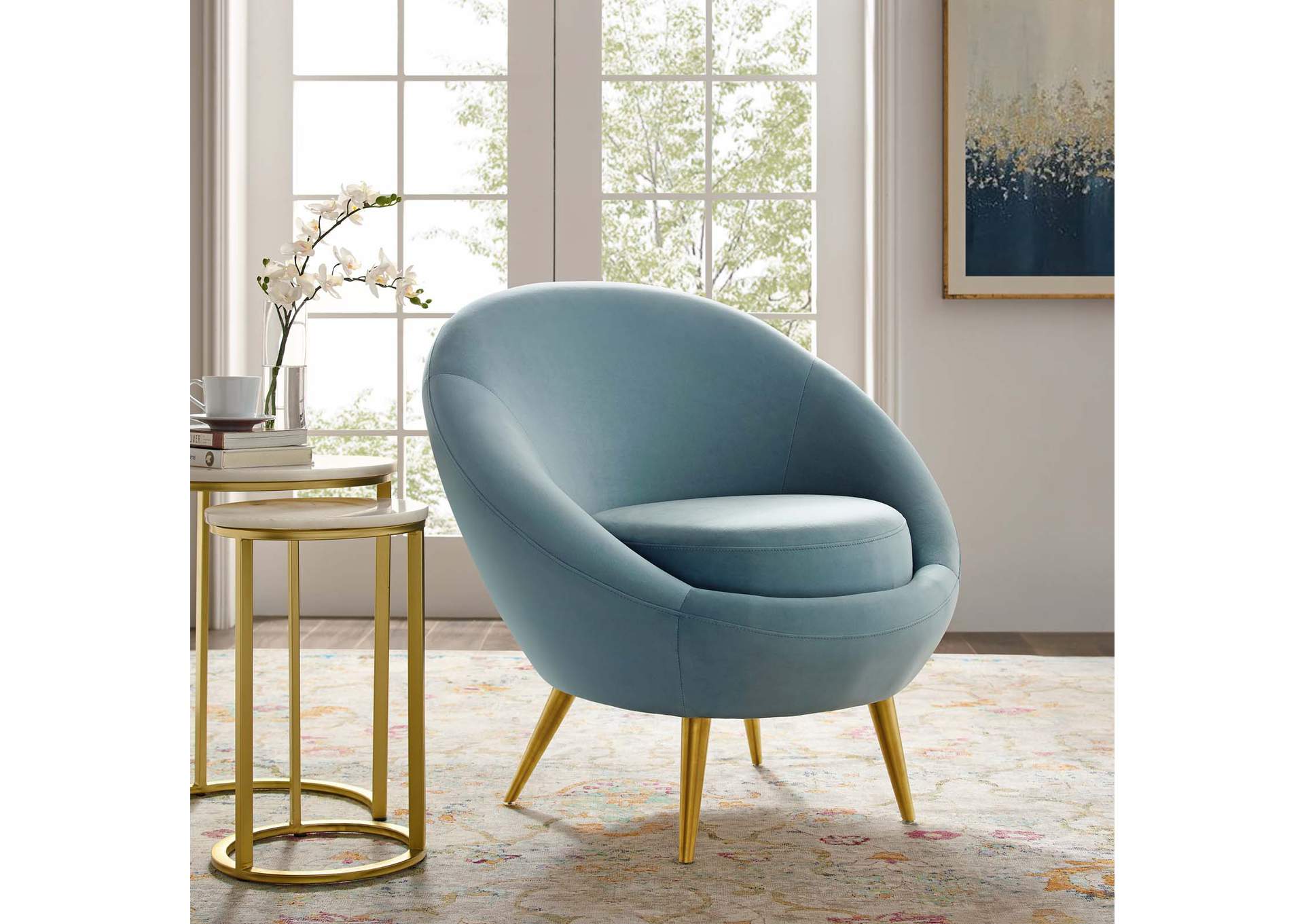 Light Blue Circuit Performance Velvet Accent Chair,Modway