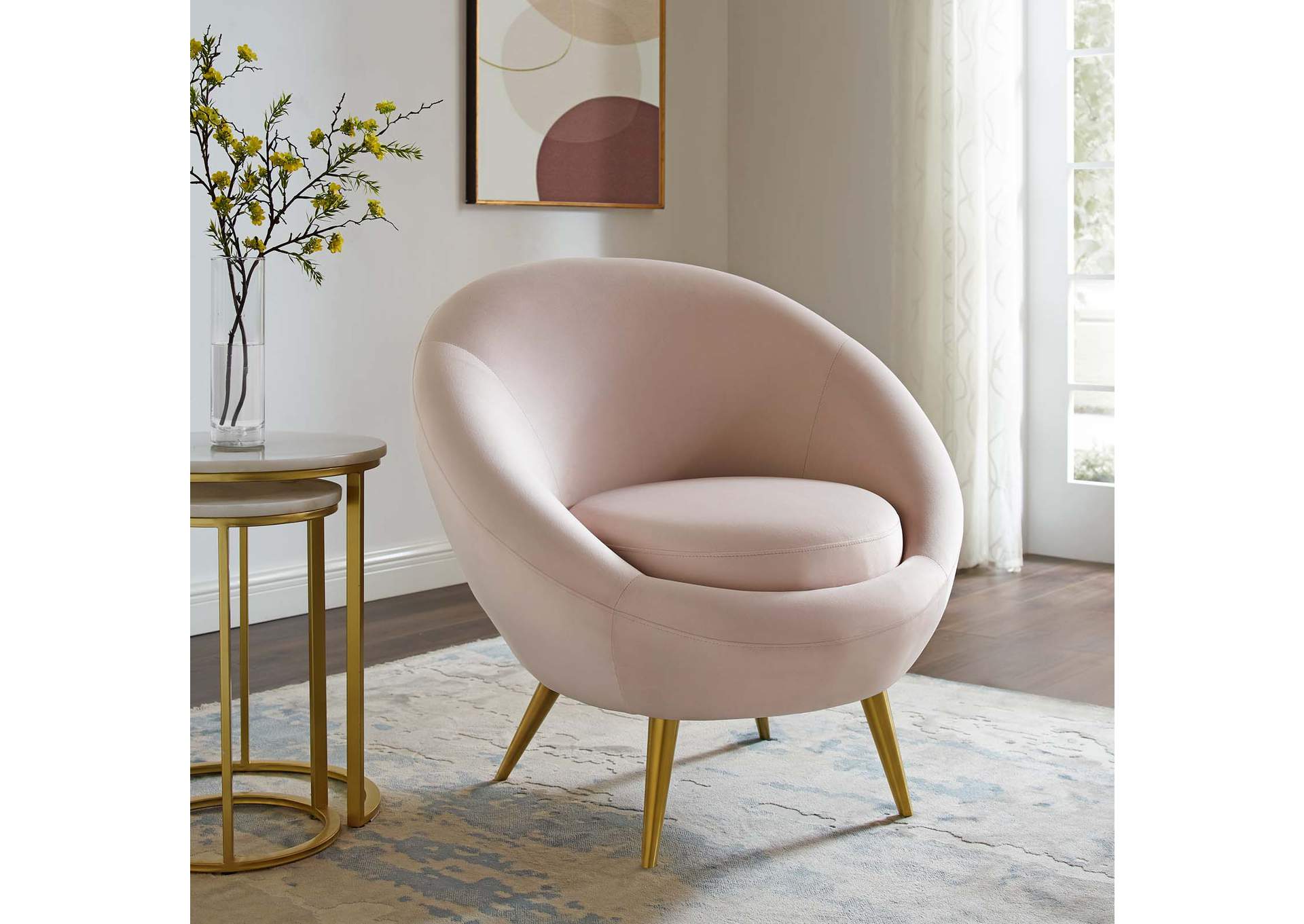 Pink Circuit Performance Velvet Accent Chair,Modway