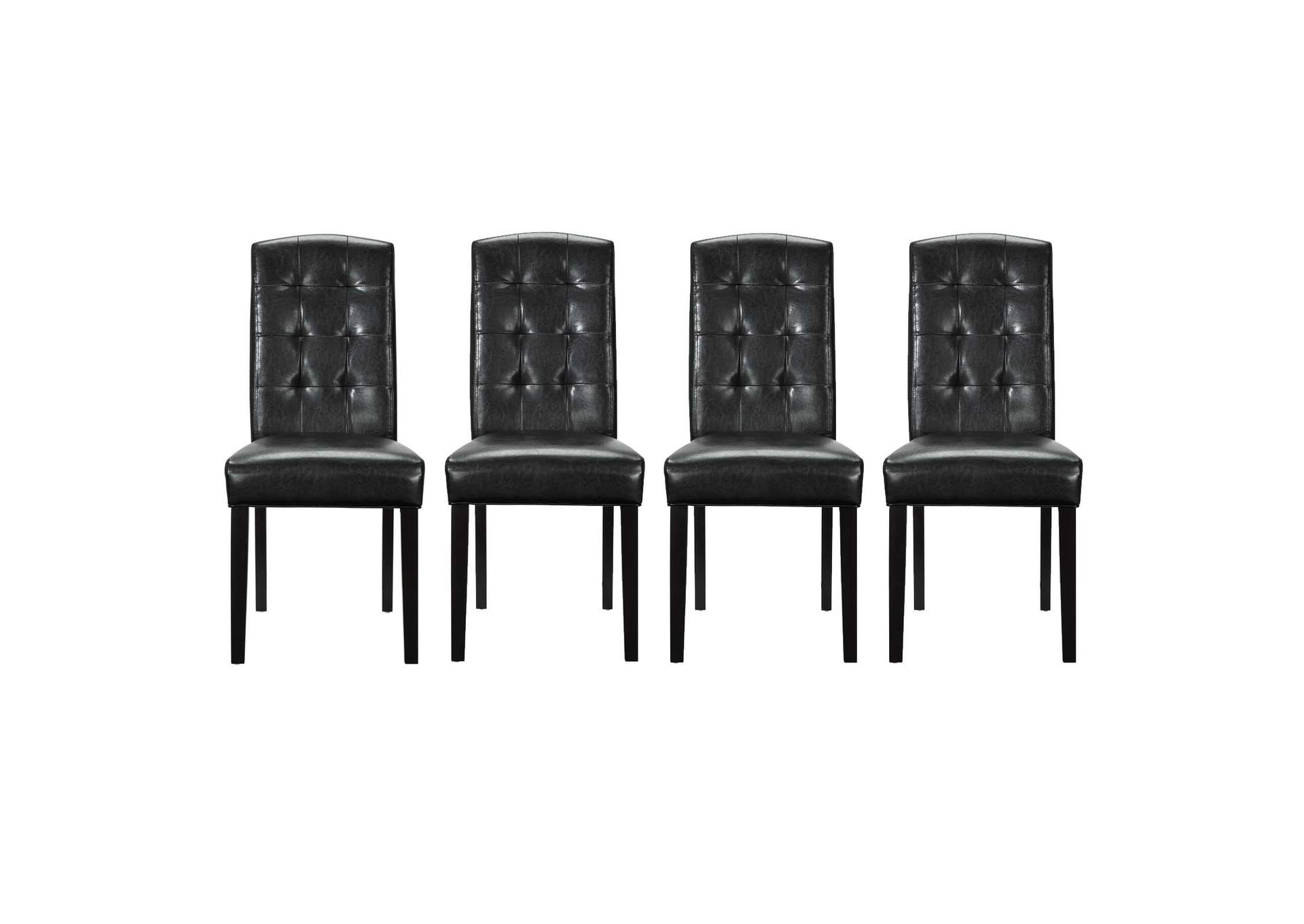 Black Perdure Dining Chairs Vinyl [Set of 4],Modway
