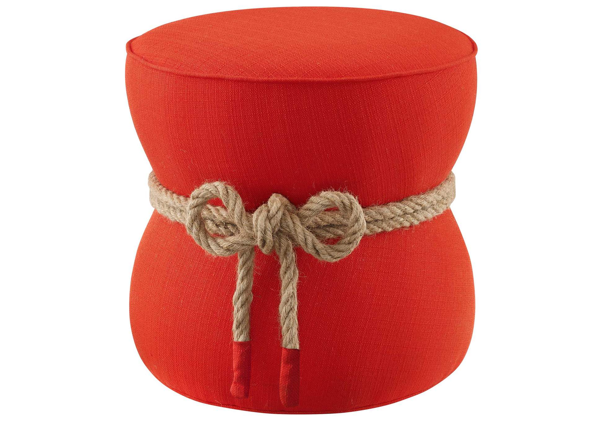 Atomic Red Beat Nautical Rope Upholstered Fabric Ottoman,Modway