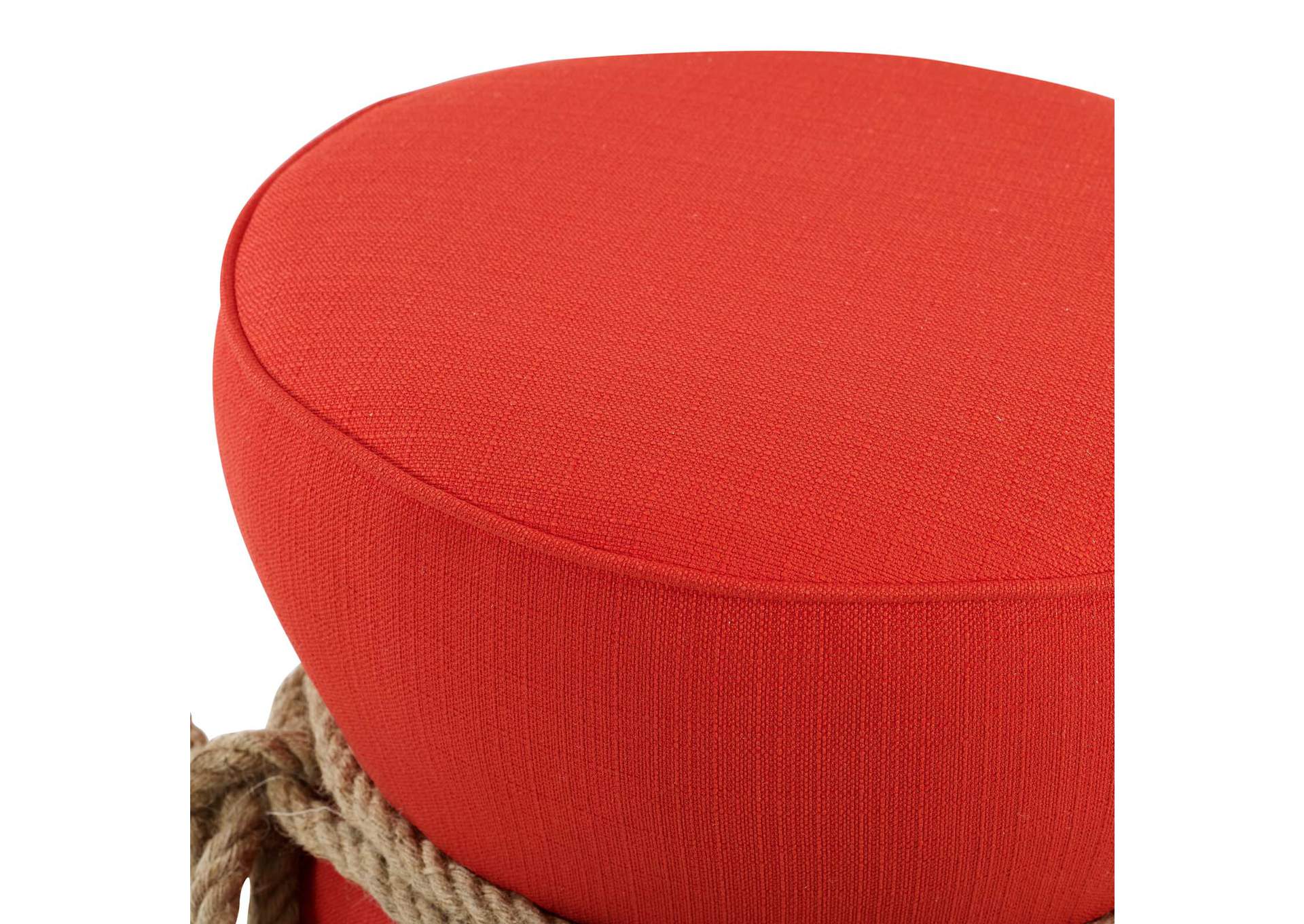 Atomic Red Beat Nautical Rope Upholstered Fabric Ottoman,Modway